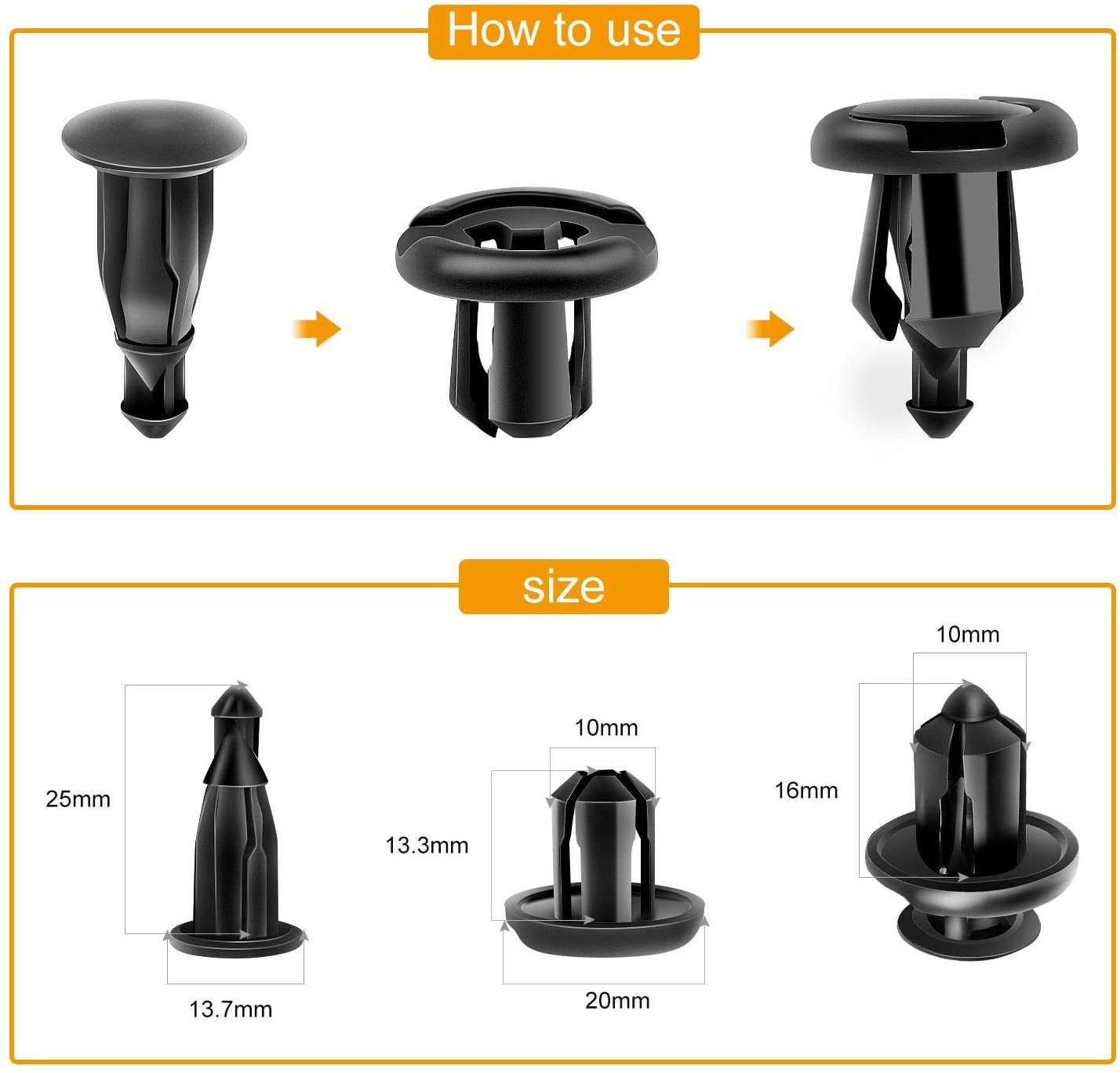 150 Pcs Push-Type Bumper Fasteners & Rivet Clips with Removal Tool