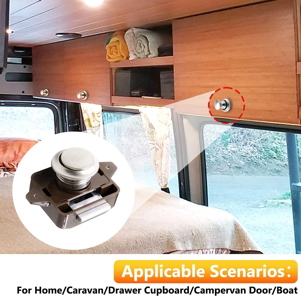 1518mm Motorhome Caravan Cabinet Drawer Cupboard Push Button Catch Lock