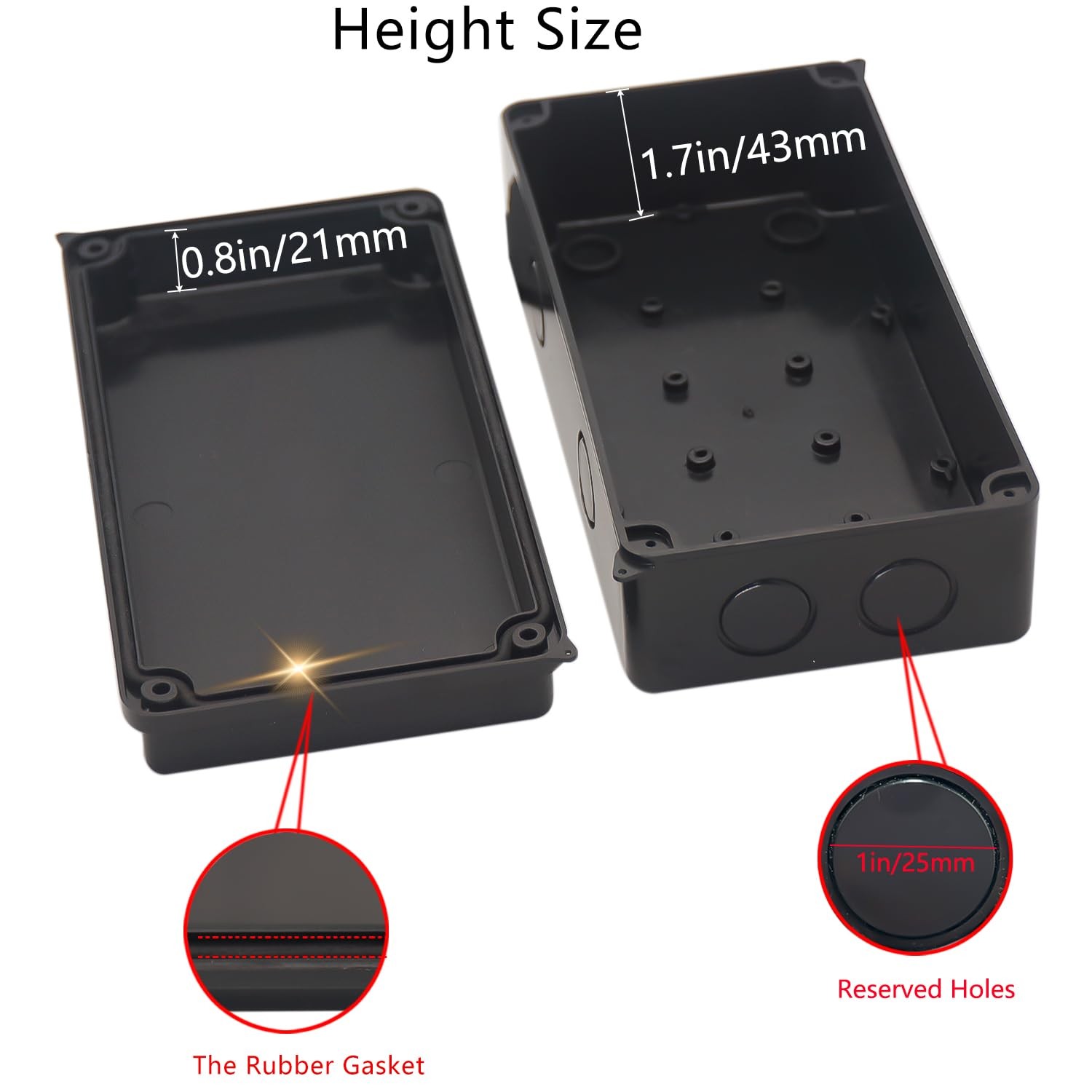Electrical Box, Outdoor Waterproof Box IP65 7.9″ x 3.9″ x 2.8″, Black