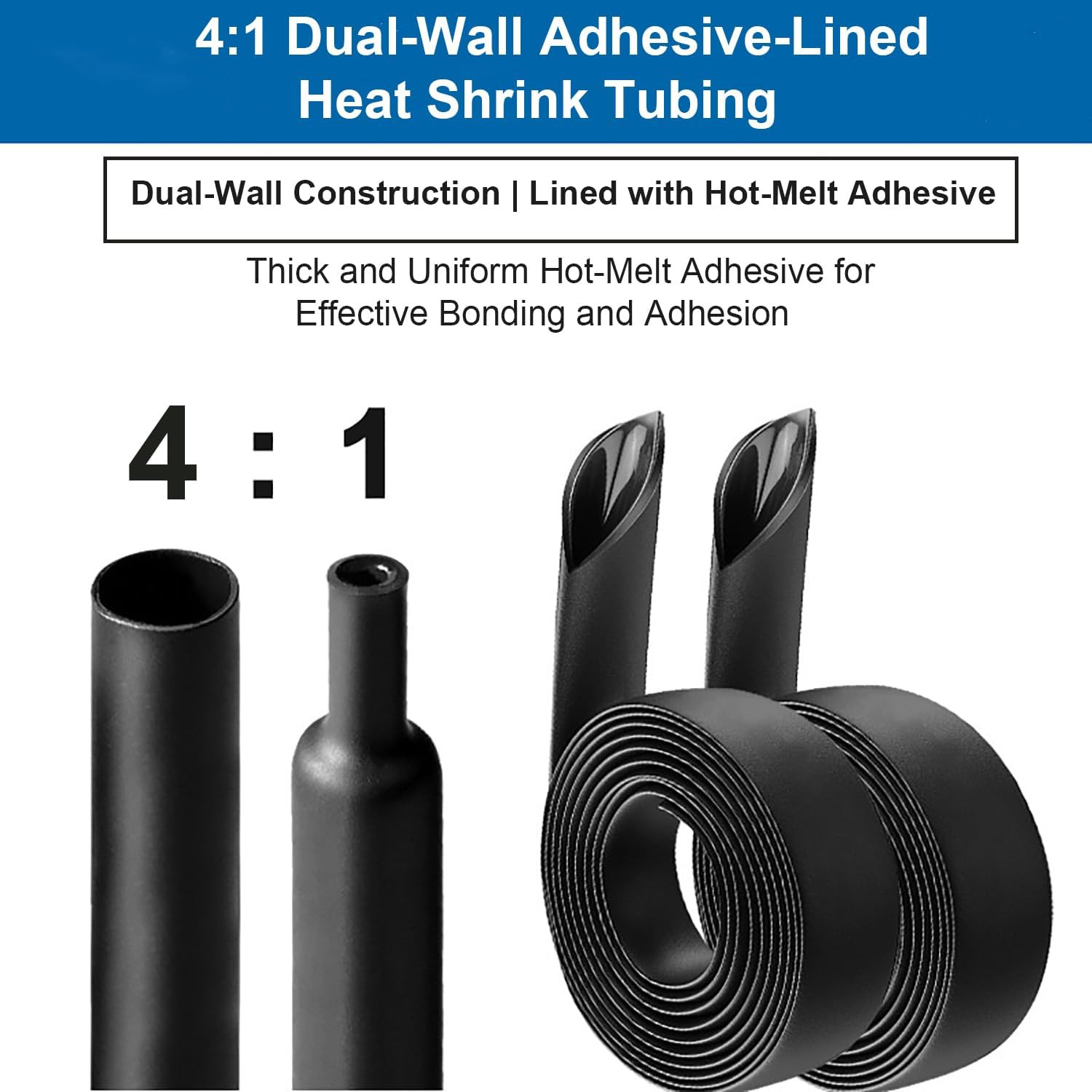 11-Size Heat Shrink Tubing Roll Kit 69 Ft Total,4:1 Adhesive-Lined Waterproof Wi