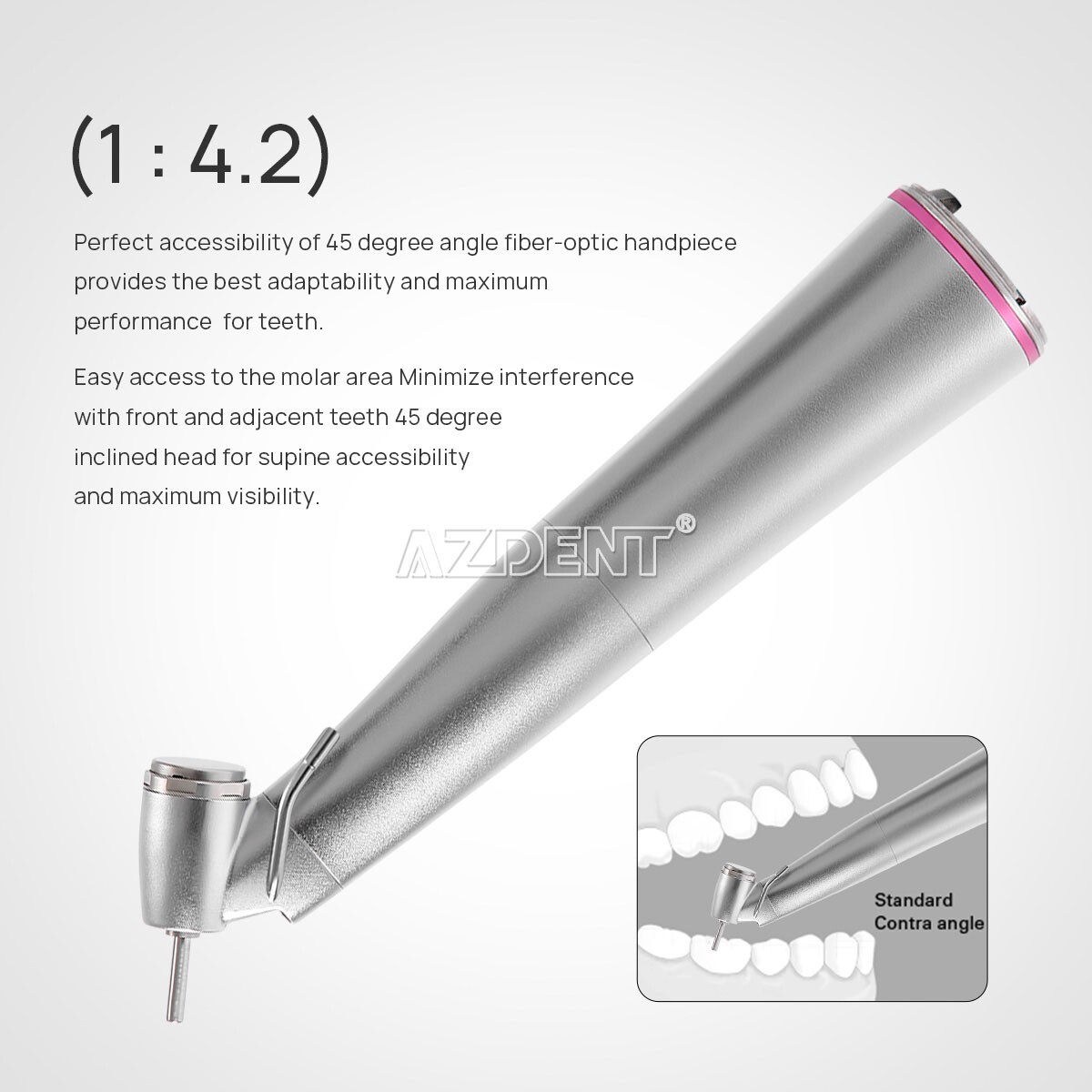 Dental 1:4.2 Increasing LED 45° Contra Angle External Spray Surgical Handpiece