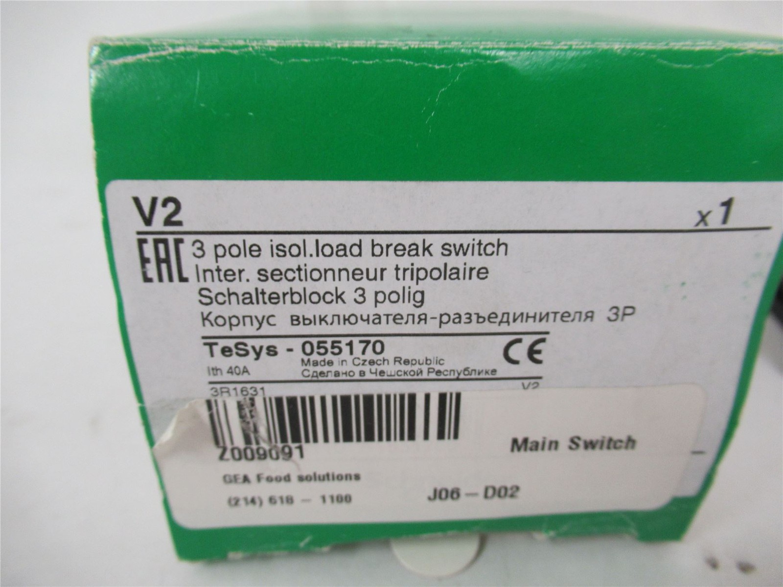 251396 New In Box; Schneider V2 Electric Base for use with Vario Series IP20 3P
