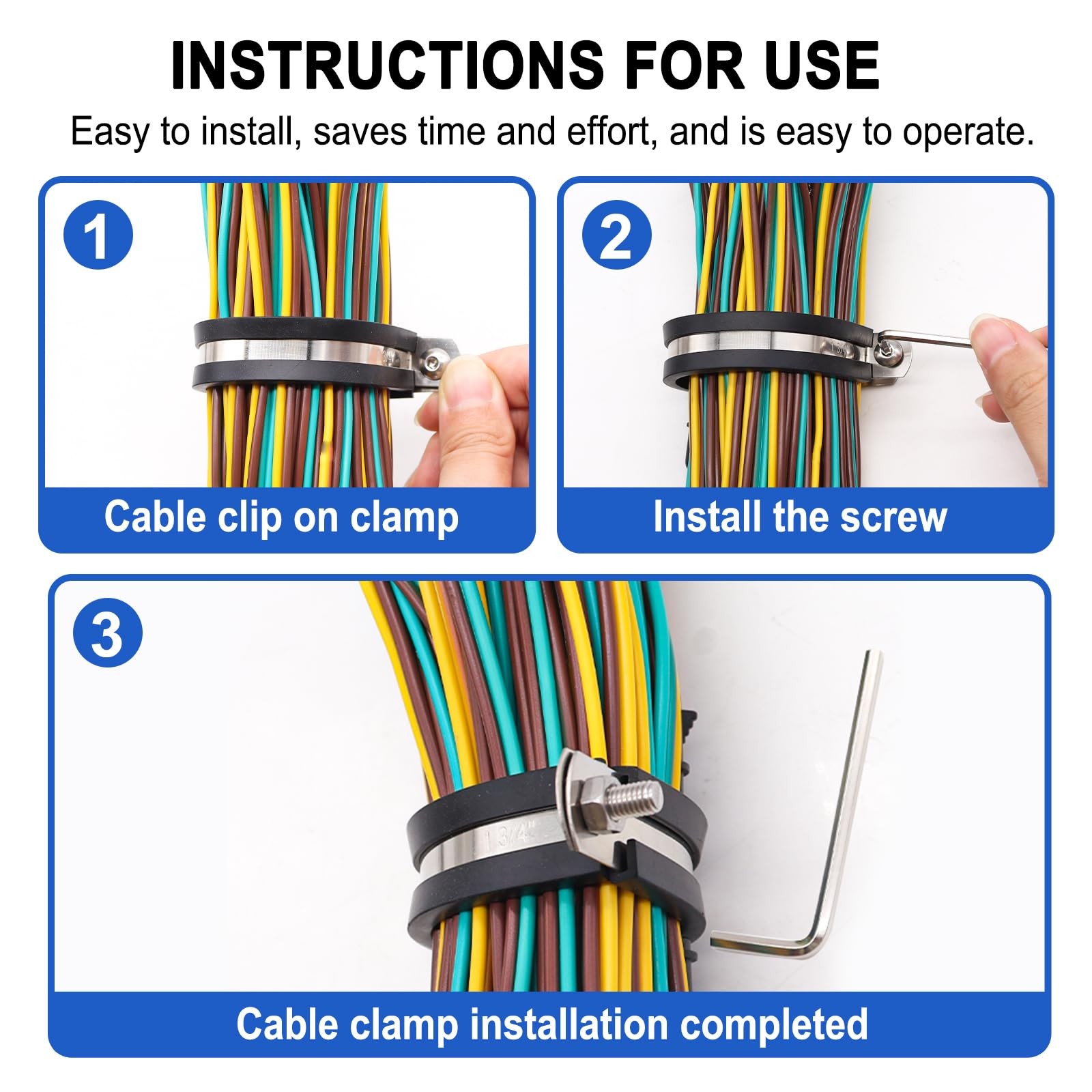 Taiss 320PCS Cable Clamps Assortment Kit 304 Stainless Steel Rubber Cushion