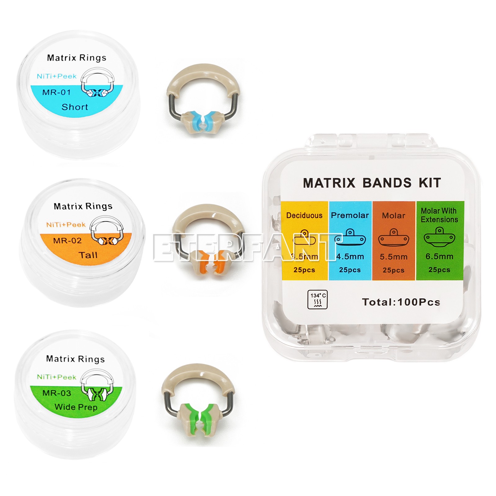 3D Separator Dental Matrix Bands Rings Clamp Clip Titanium Matrices Fit Garrison