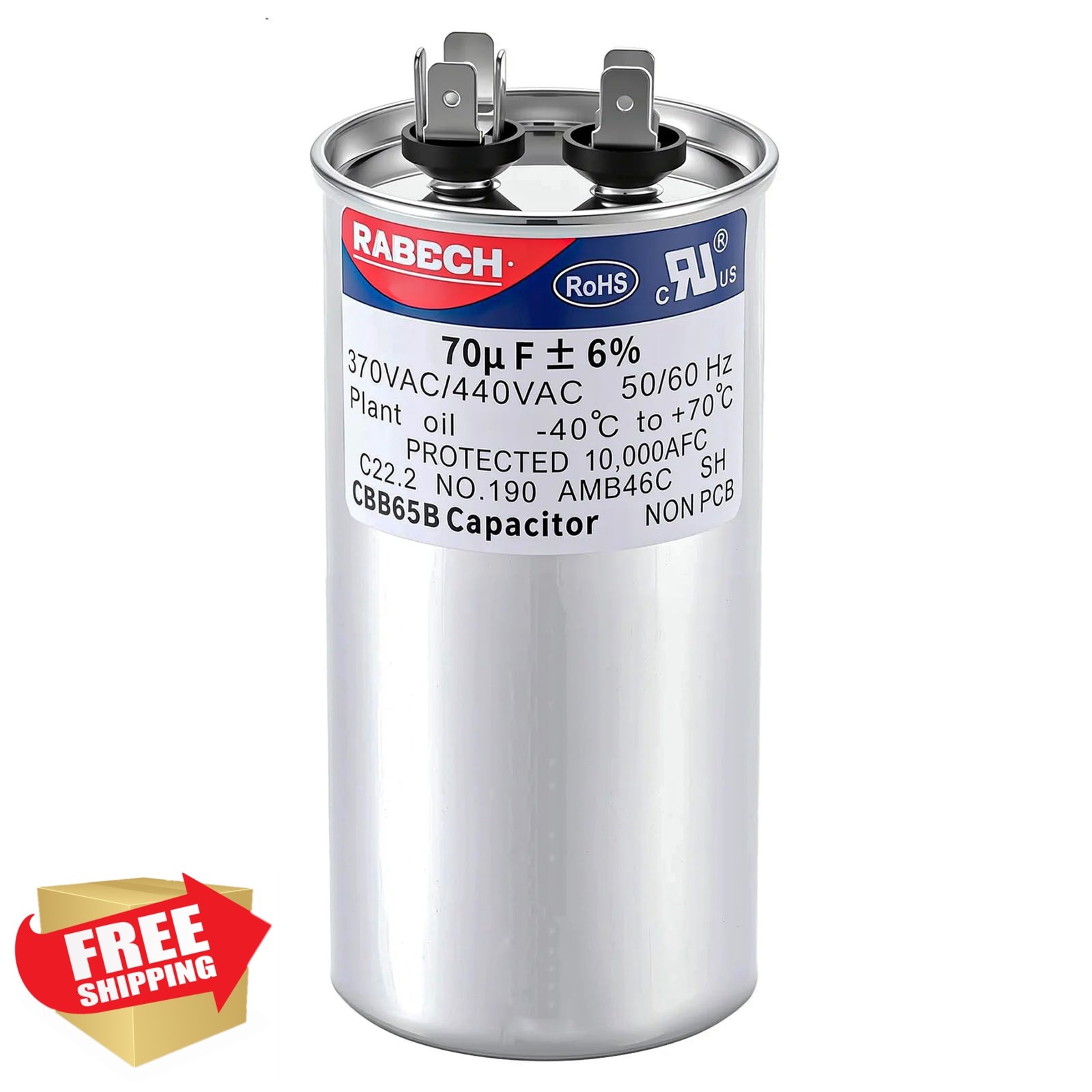 RABECH 70uF 70MFD CBB65B Capacitor 370/450V