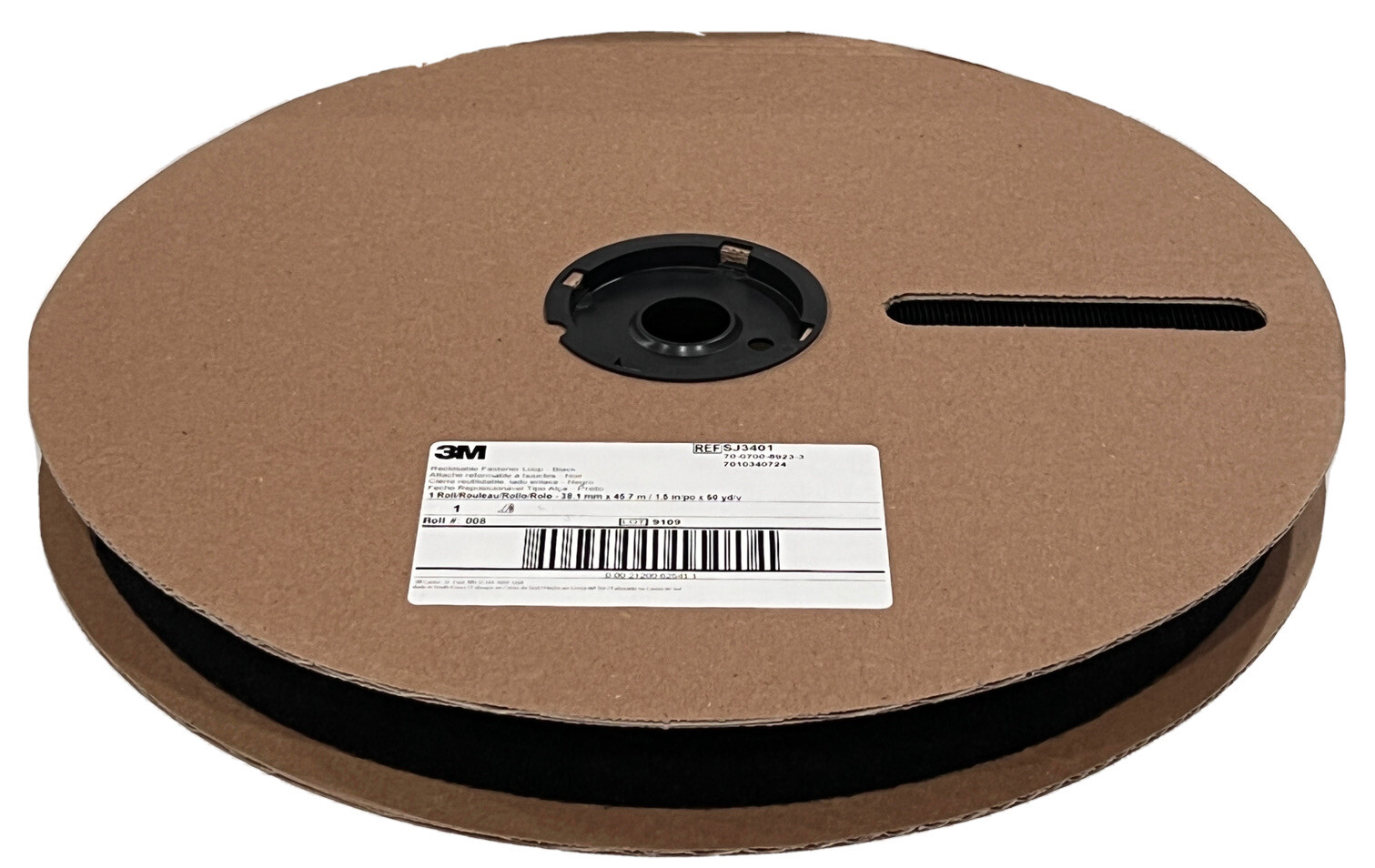 3M Fastener SJ3401 Loop Black, 1-1/2″ in x 50 yd 0.15 in Engaged Thickness