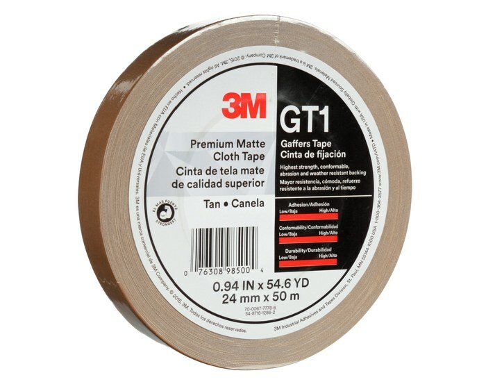 (1 ROLL) 3M Gaffers Tape Tan 1″ x 54.6 YD GT1 Premium Matte Cloth – NEW