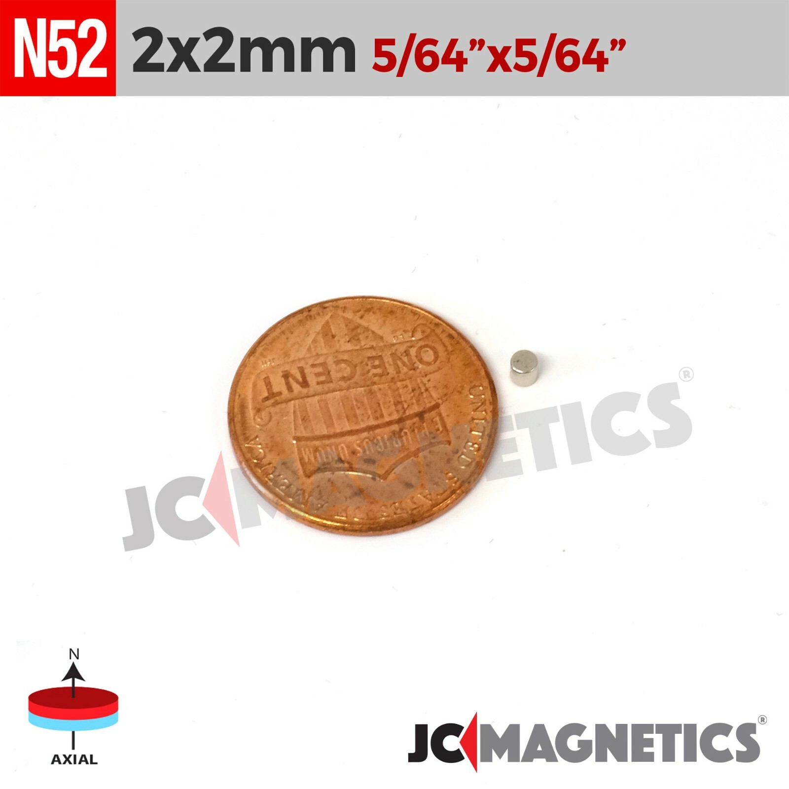 2mm x 2mm 5/64″x5/64″ N52 Strong Rare Earth Neodymium Small Magnet Disc 2x2mm
