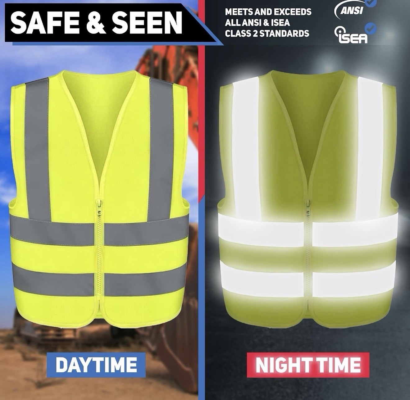 4-pack Neiko High Visibility Safety Vest, ANSI Class 2, No Pocket, XXXL , 53949A