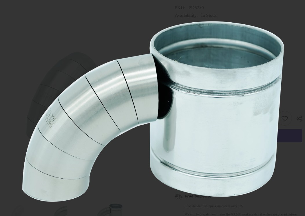 2.5″ 304SS 90° Pie Cuts 6 x 15° Pieces 1.5 Diameter