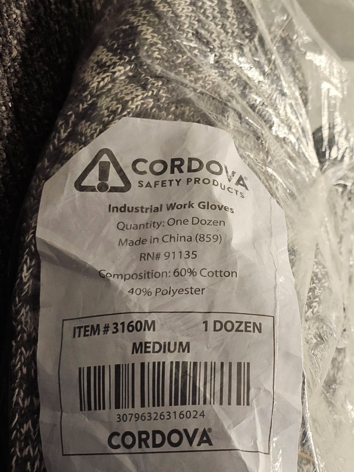 (QTY 12 Pairs) Cordova 3160M Heavy Weight Glove Multi-Color Poly/Cotton Medium