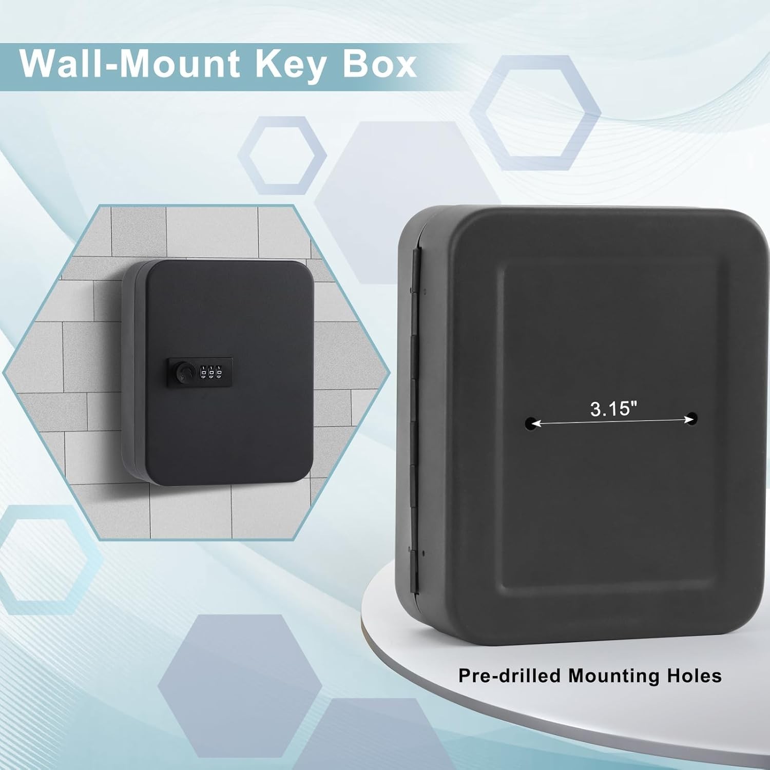 20 Key Storage Lock Box with Code, Key Cabinet Organizer Wall Mount with Comb…