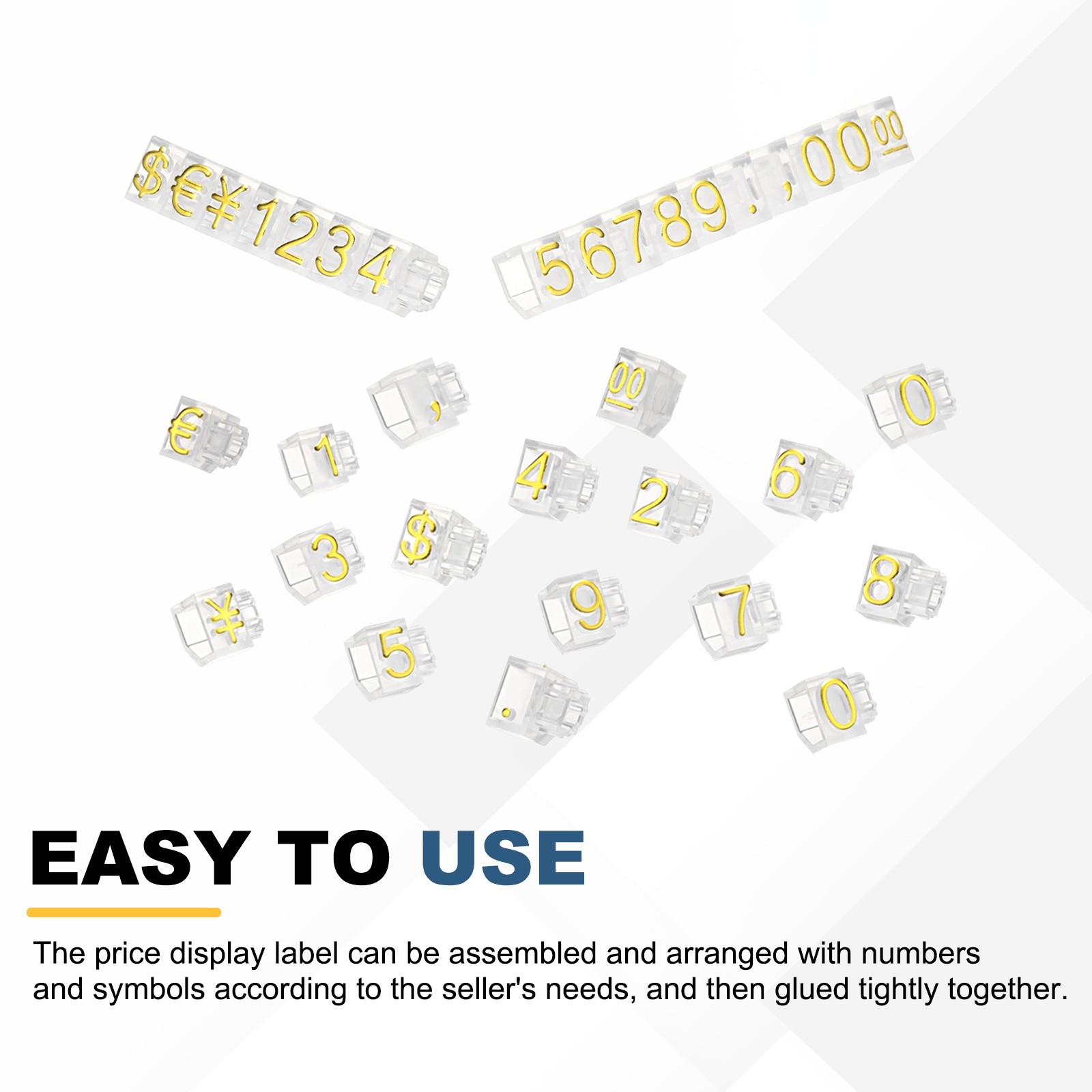 10 Set Price Tag Cube 2″ x 0.2″ Adjustable Counter Stand Label Clear Gold