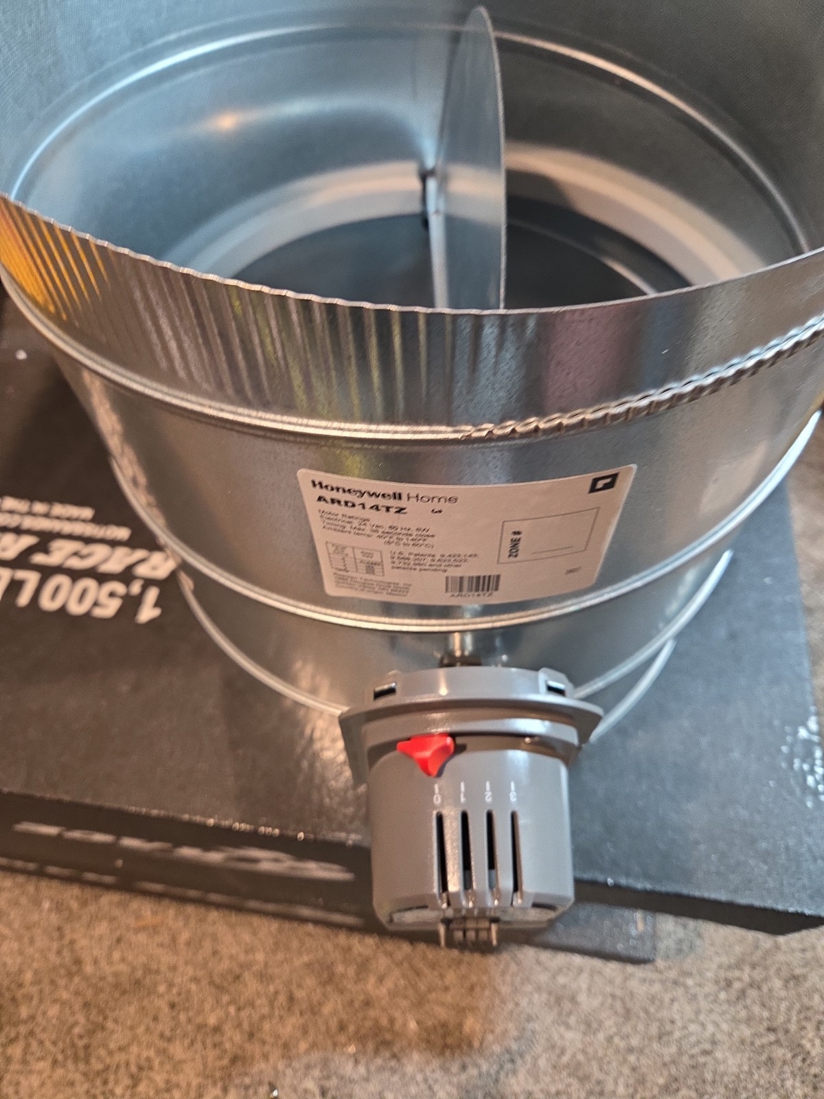 Honeywell ARD14TZ 14 in Round Galvanized Power Close 24V Zoning Damper