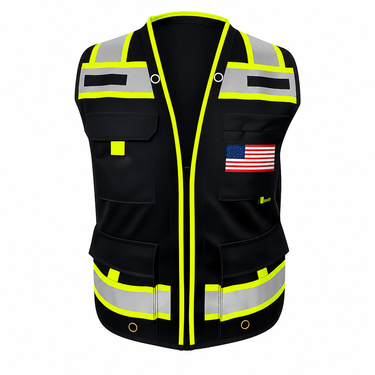USA FLAG HIGH VISIBILITY Surveyor Two Tones Safety Vest Mesh front & back