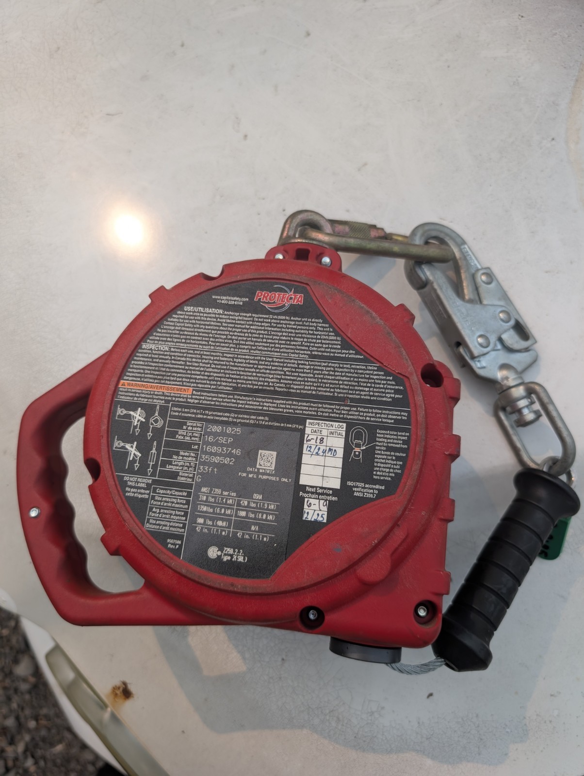 PROTECTA Rebel Self Retracting Lifeline, 3590502, 33 ft (10 m) cable