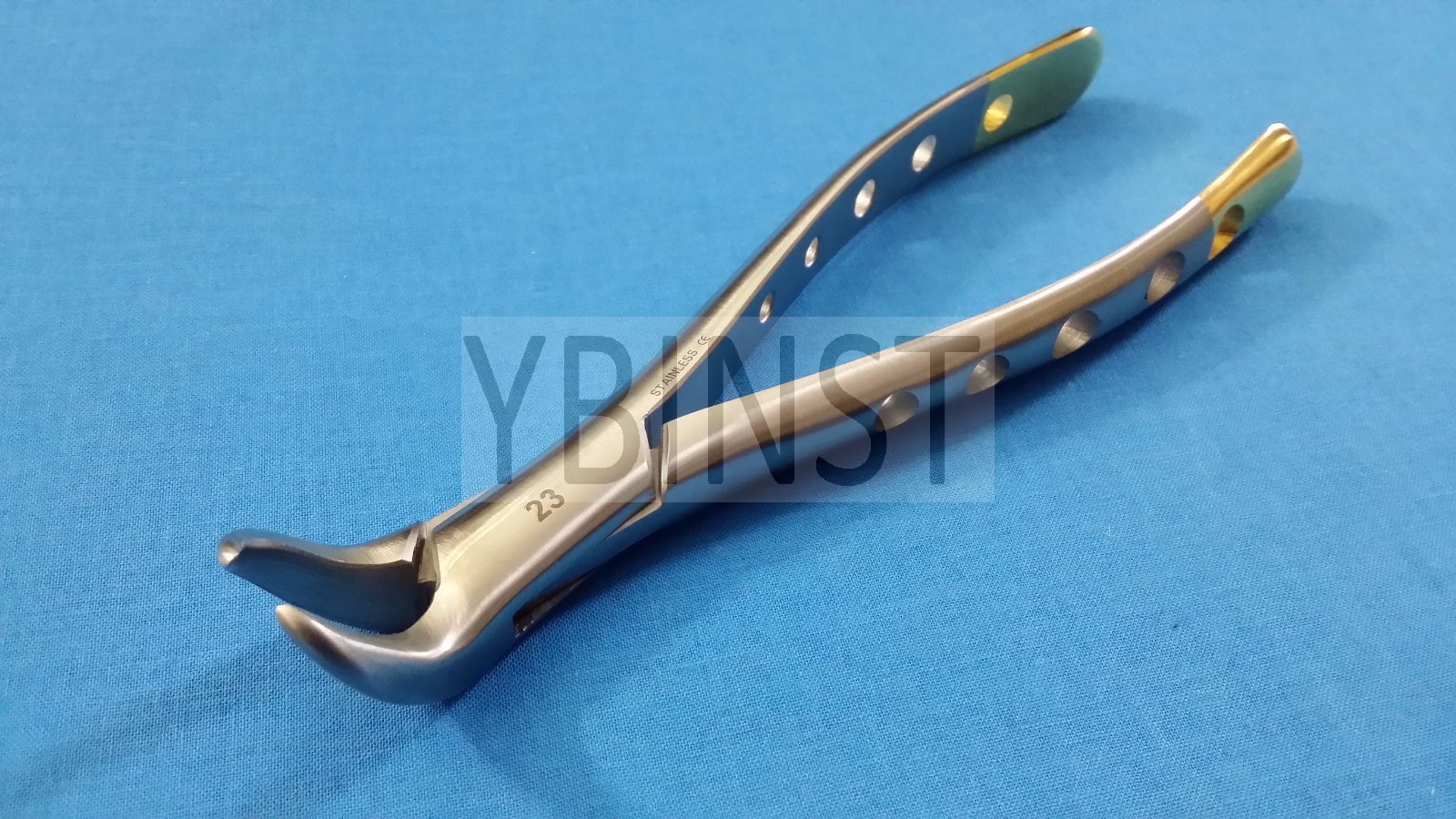 GOLD HANDLE AUTOCLAVABLE COW HORN LOWER MOLAR DENTAL EXTRACTING FORCEPS #23