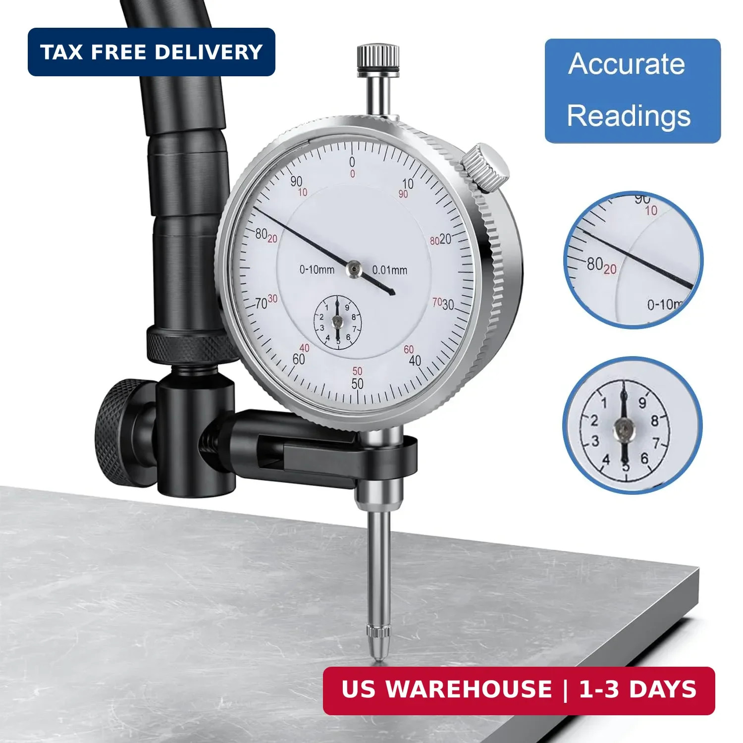 HDLNKAK Premium Disc and Rotor/Ball Joint Gage, with 0.01 mm Dial Indicator and