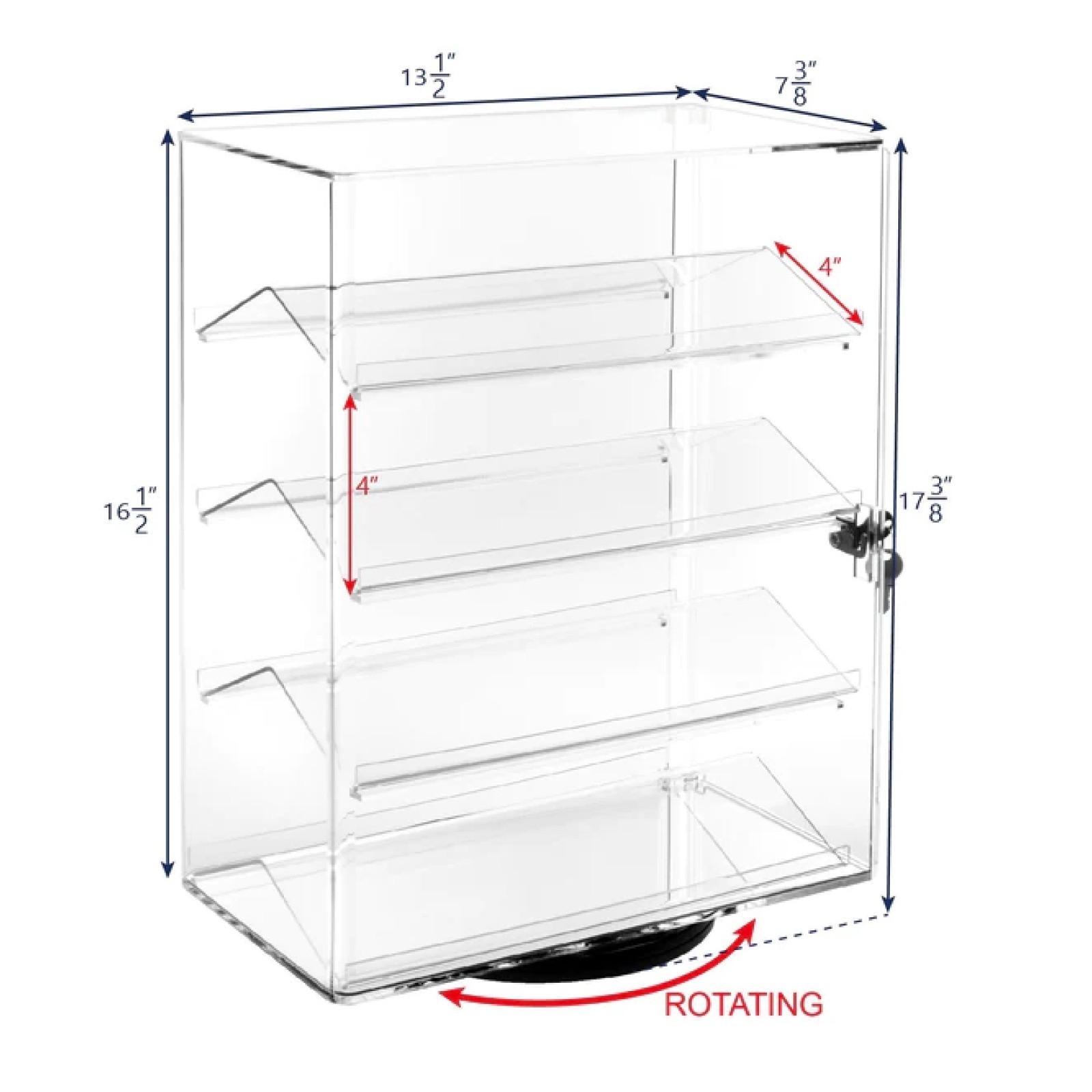 Acrylic Counter top Display with4 Removable shelves and door with/Lock IMPERFECT