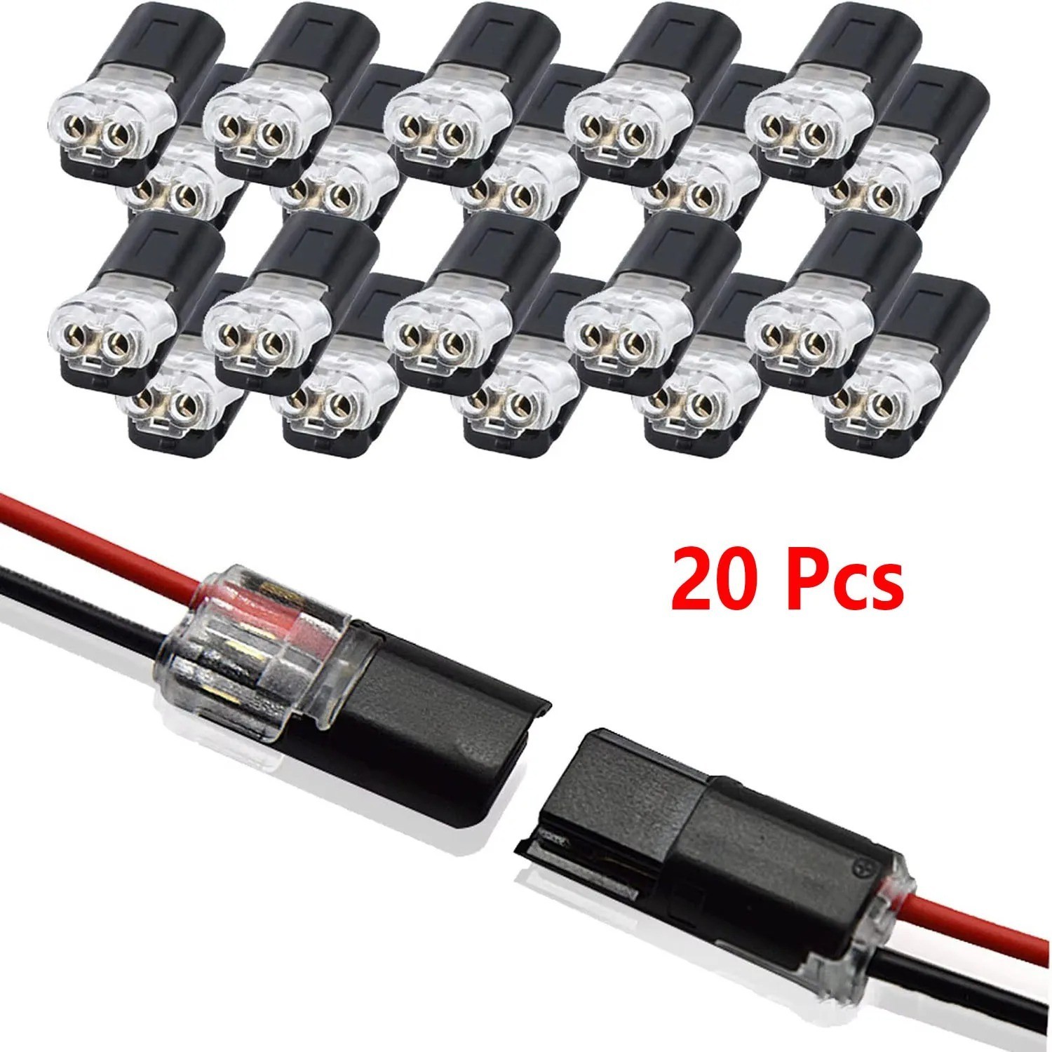 GMOX 50 pcs Wire Connectors, Double Wire Plug in Connector with Locking Buckle