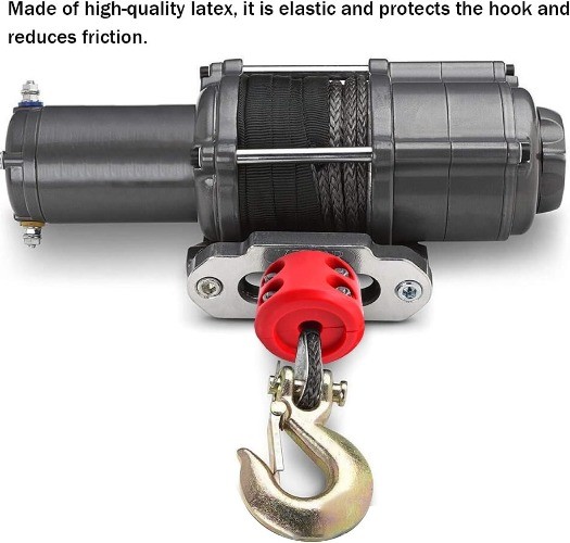 Red Winch Hook Stopper for ATV UTV Truck, Synthetic Rope Cable Save Color: Red
