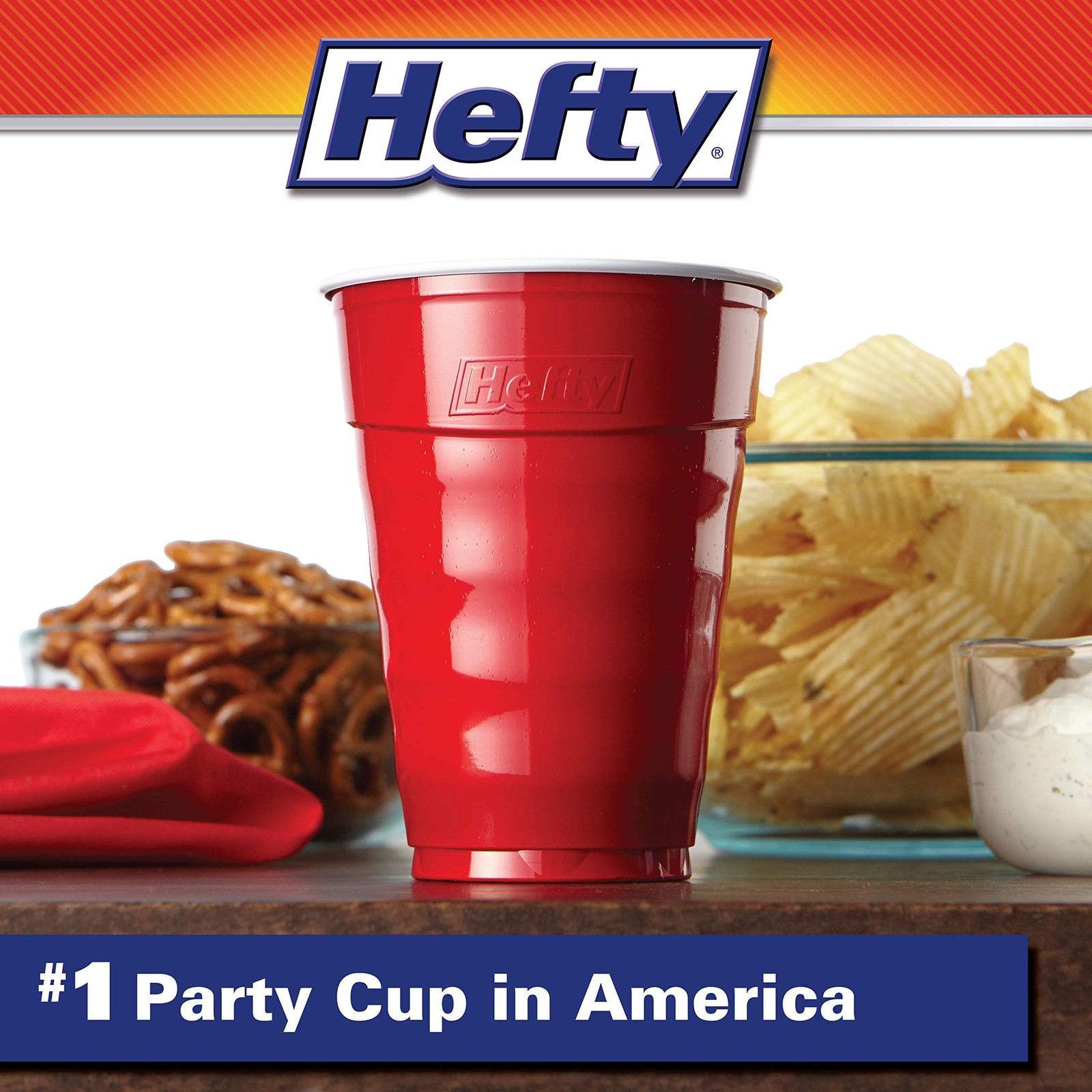 Party On Disposable Plastic Cups, 50 Count, 18 Oz 50 count, Red