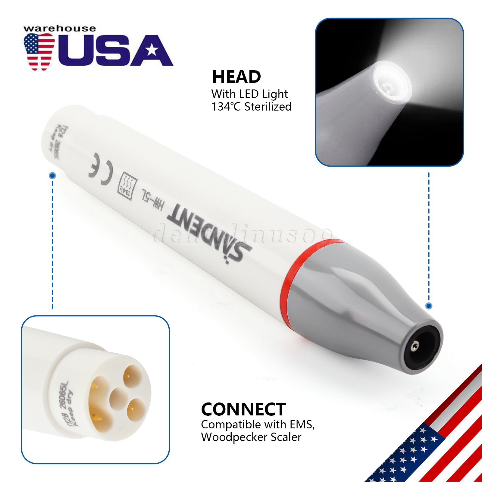 2X Dental Air Polisher Teeth Polishing Handpiece Hygiene Prophy 4 Holes w/ Tips