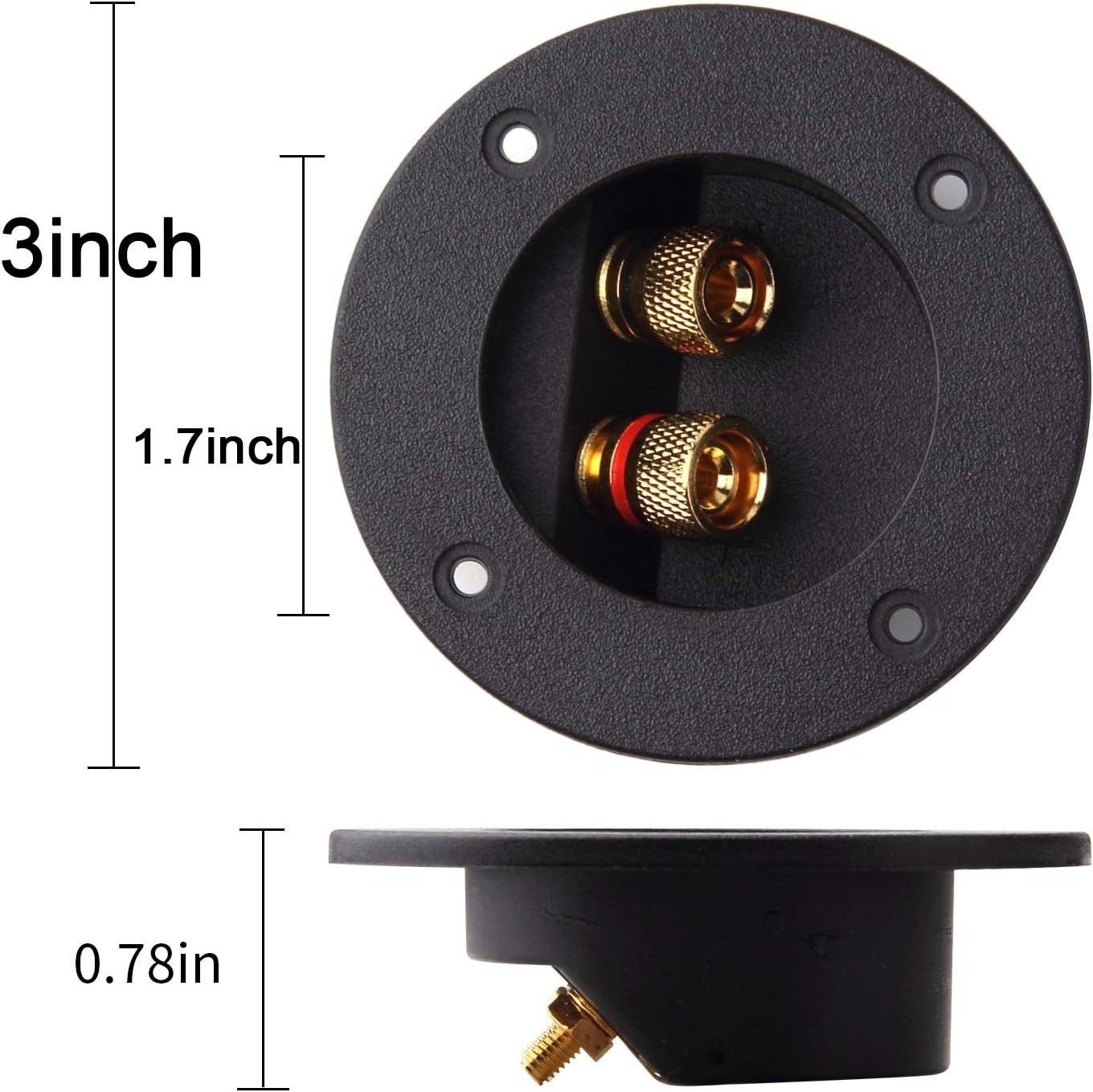 5Pcs 3-Inch Speaker Box Terminal Cup – Black, 1.77 Inches, Copper/Metal/Plastic