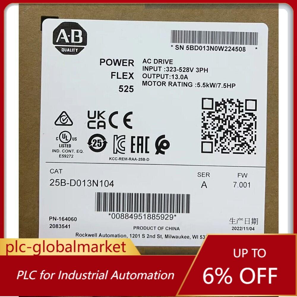 Allen-Bradley PowerFlex 525 AB 25B-D013N104 AC Drive 25BD013N104 US Free Tax
