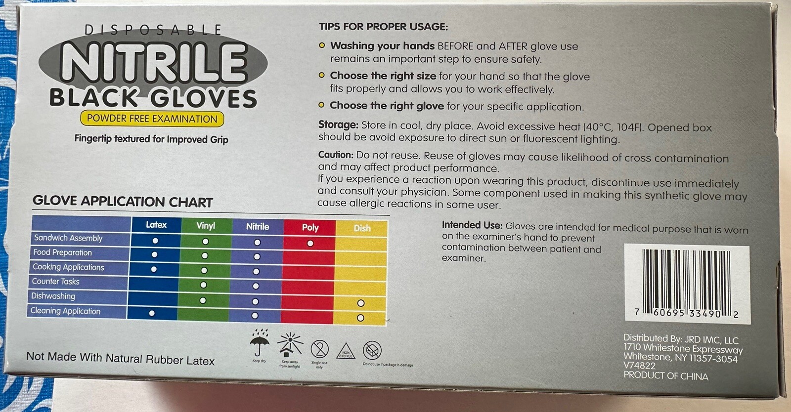SUNSET DISPOSABLE NITRILE BLACK GLOVES BOX OF 100 EXAM GRADE POWDER FREE XL