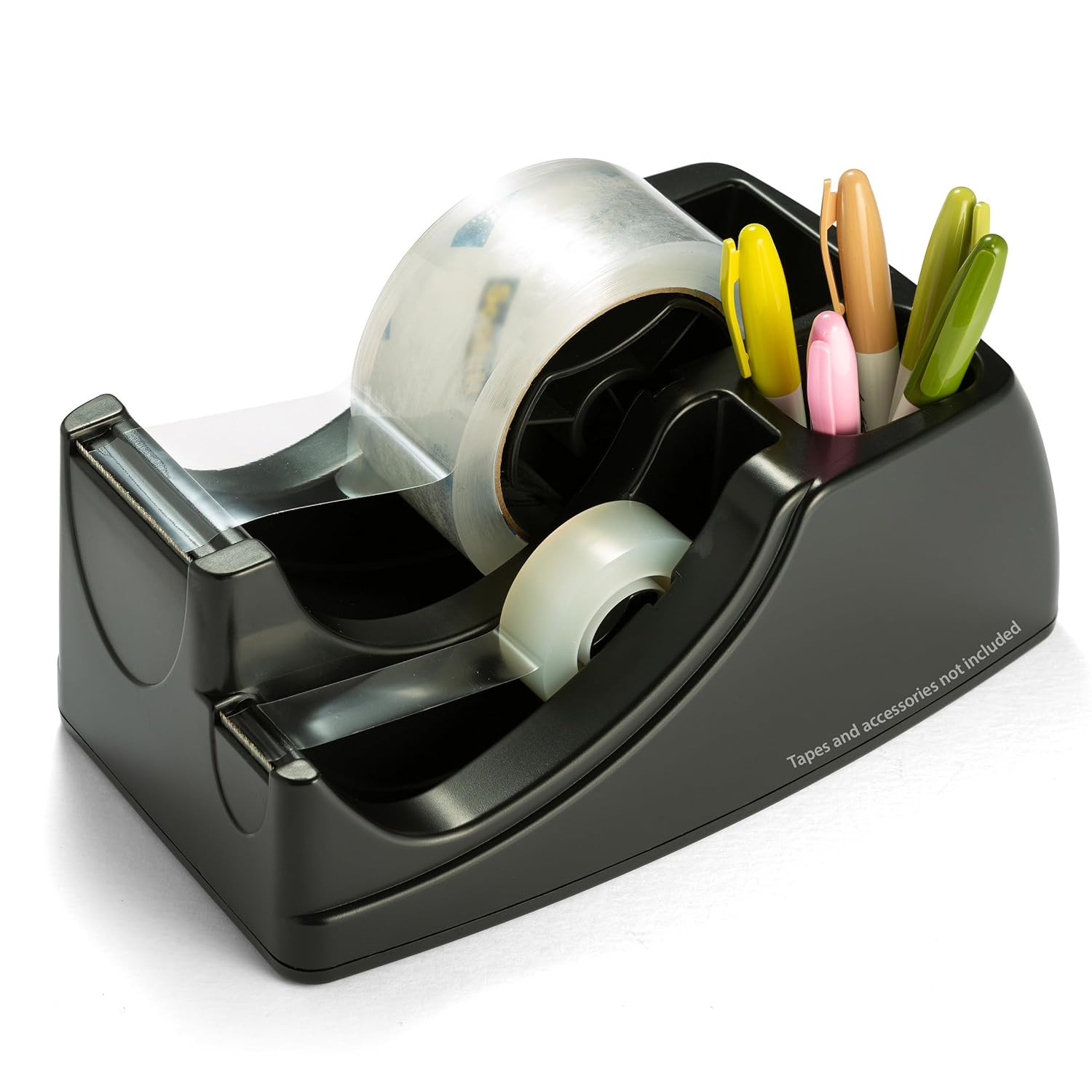 Recycled 2-In-1 Heavy Duty Tape Dispenser, 1″ and 3″ Cores, Black (96690)