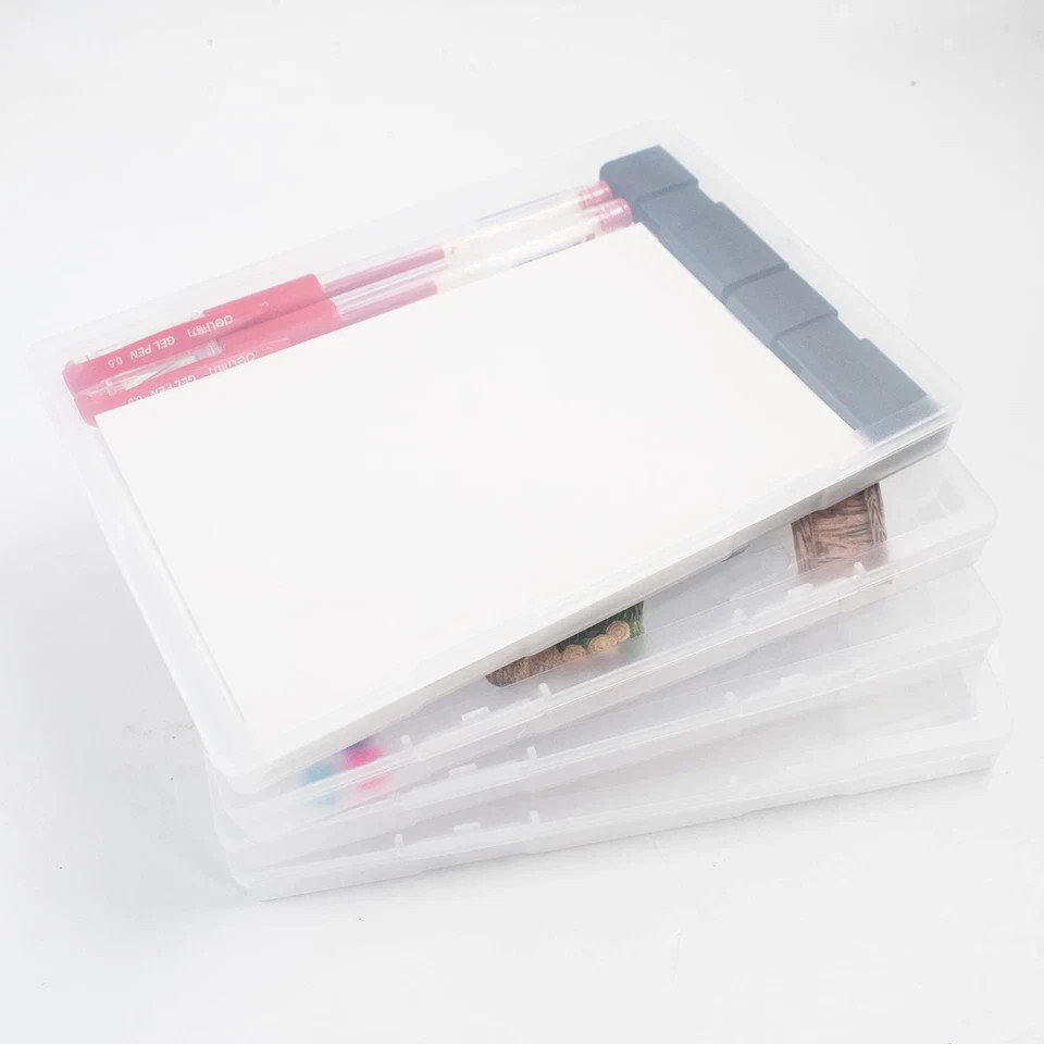 4 Pack Scrapbooking Paper Storage File Boxes B6 Plastic Box for Documents Mag…