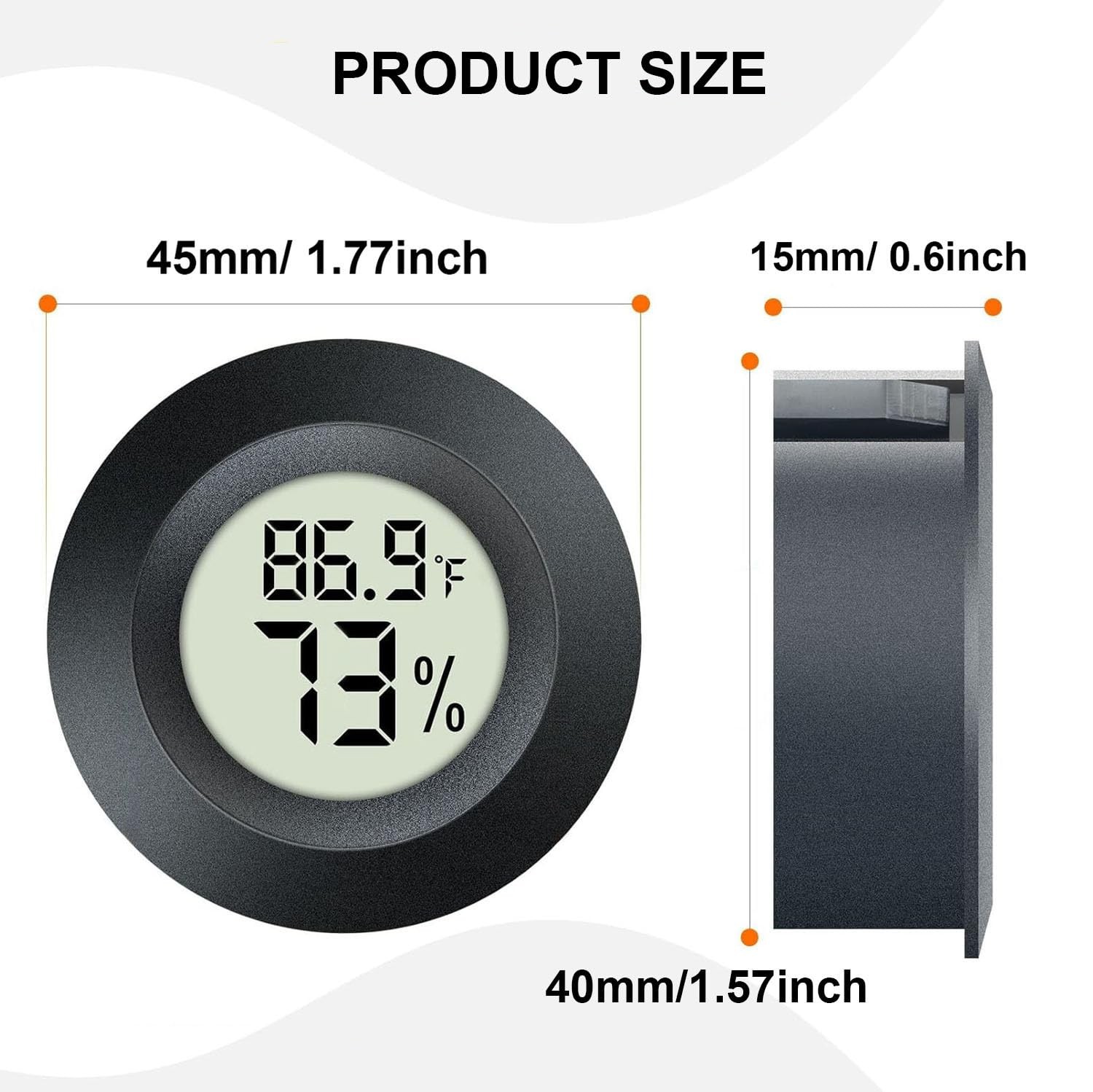 JEDEW 2 Pack Hygrometer Thermometer Digital 1 count (Pack of 2), Black