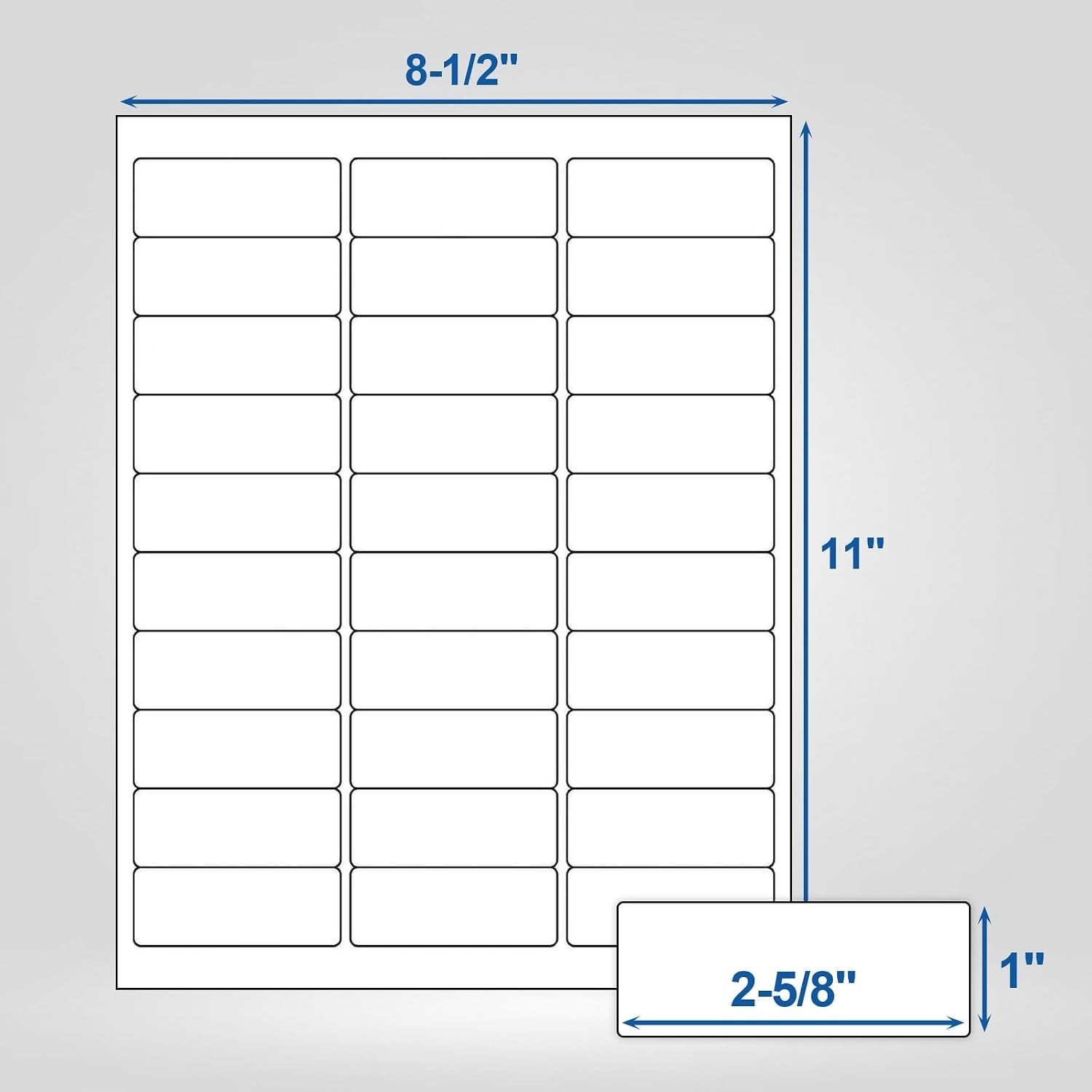 30000 1″ x 2 5/8″Self-Adhesive Shipping Labels for Laser & Inkjet 30 UP