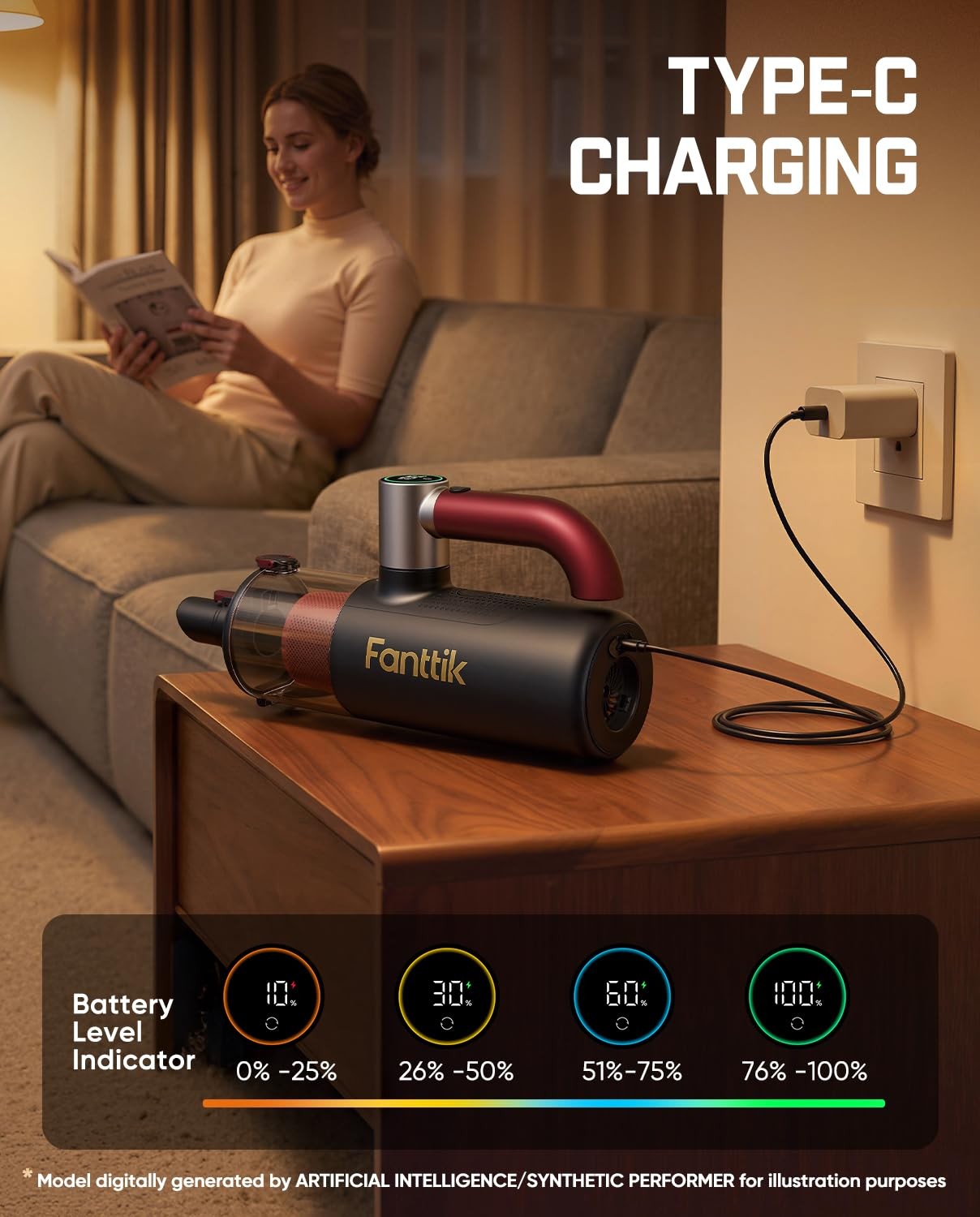 Fanttik Cruise V11 APEX Handheld Vacuum Cordless, 4-in-1 Cleaner Red
