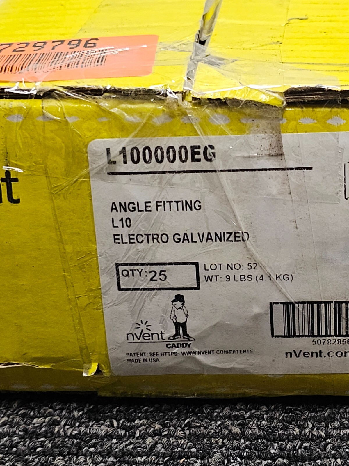 (QTY 25) nVent Caddy L100000EG 1-1 Hole Angle Bracket, Steel 2.25in x 1.625in