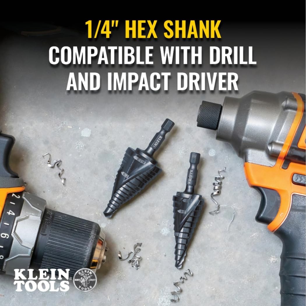 Klein Tools QRST15 Step Drill Bit 7/8 to 1-3/8-Inch Hex Shank