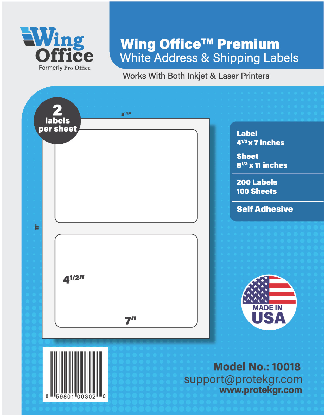 1000 Wing Office SHIPPING LABELS Self Adhesive Round Corners 7.0 X 4.5 USA MADE