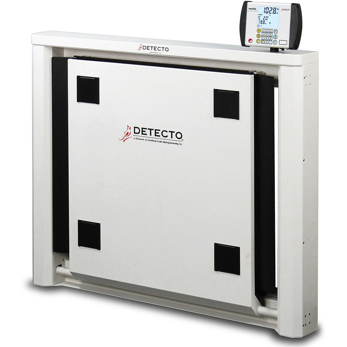 Detecto 7550 Wall-Mount Fold-Up Wheelchair Scale 1000 lb x 0.2 lb BMI AC Adapter