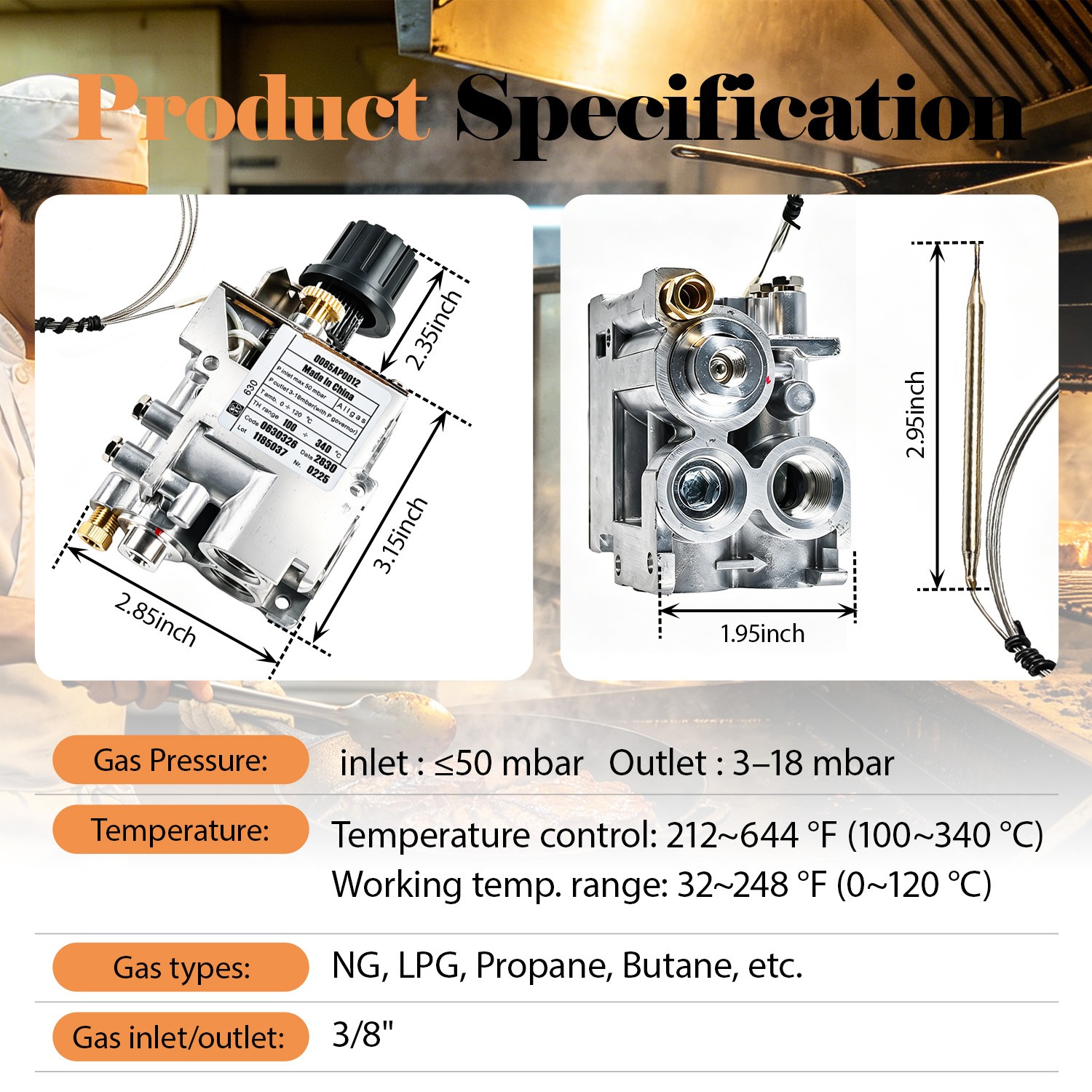 Gas Control Valve For SIT 630 Eurosit 100-340℃ 0630545 0630326 Thermostat