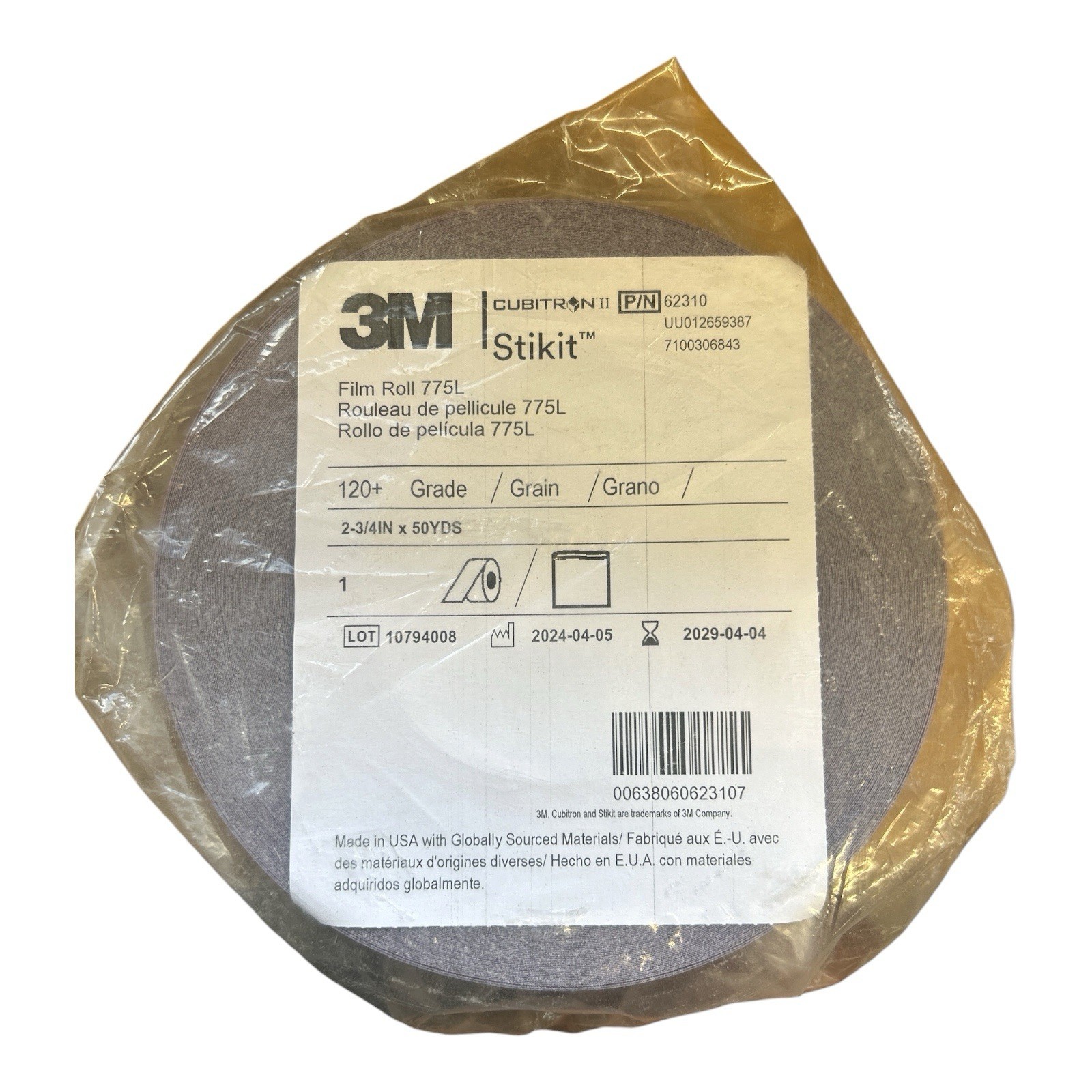 3M Cubitron Stikit 62310 Film Roll 775L 120 Grade 2-3/4in x 50yds