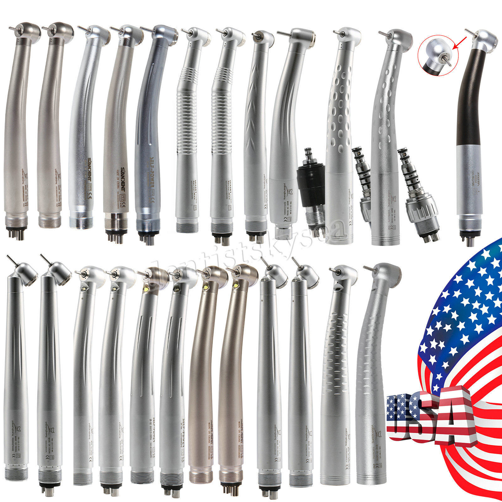 Dental LED Fiber Optic High Speed Turbine Handpiece Fit KAV NSK Coupler 2/4/6H