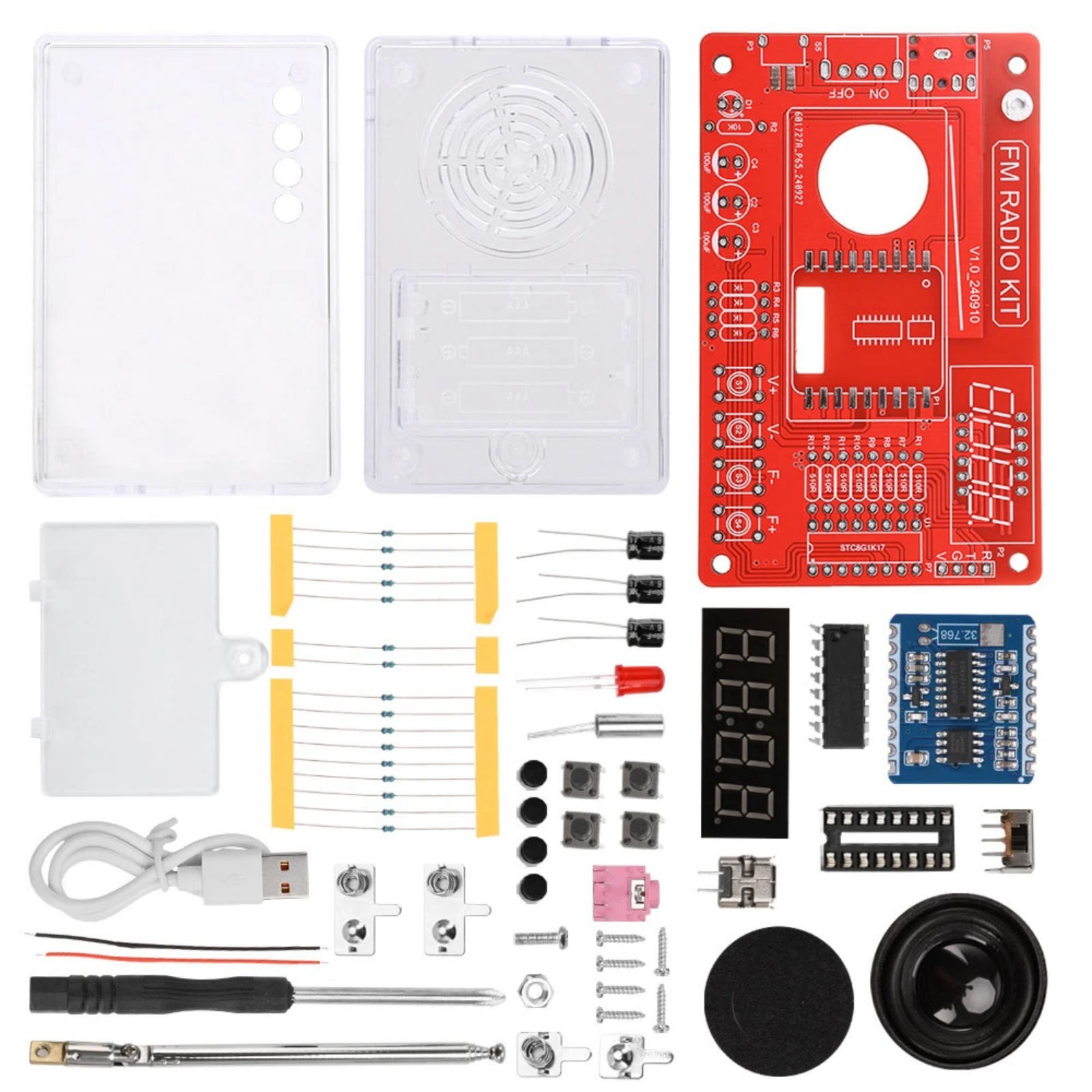 Educational RDA5807 FM Radio DIY Kit 87-108MHz with 15 Sound Level Adjustments