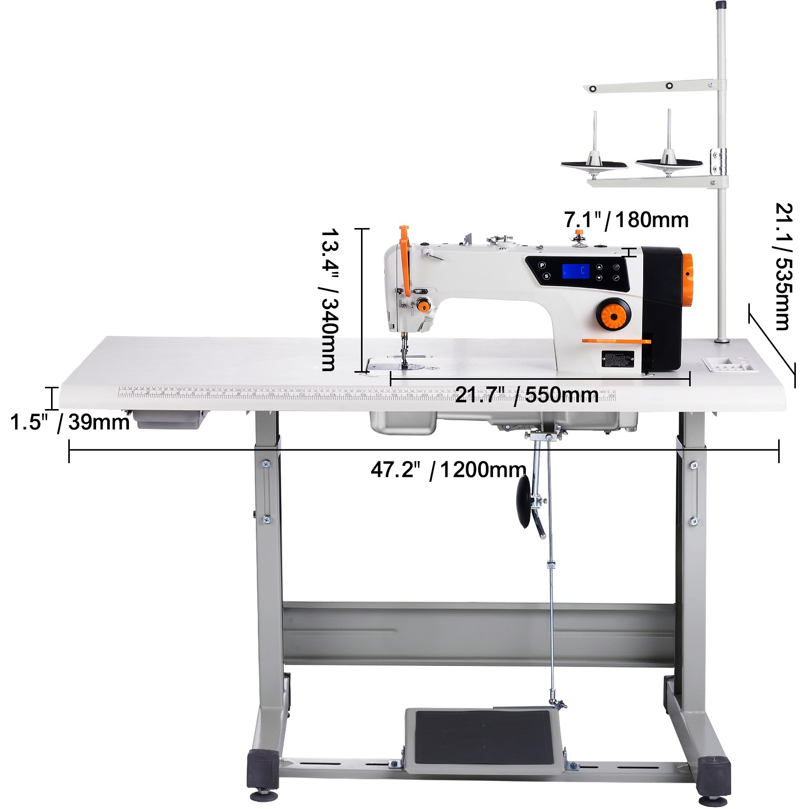Uimoso Industrial Sewing Machine with 550W Servo Motor and Table Stand