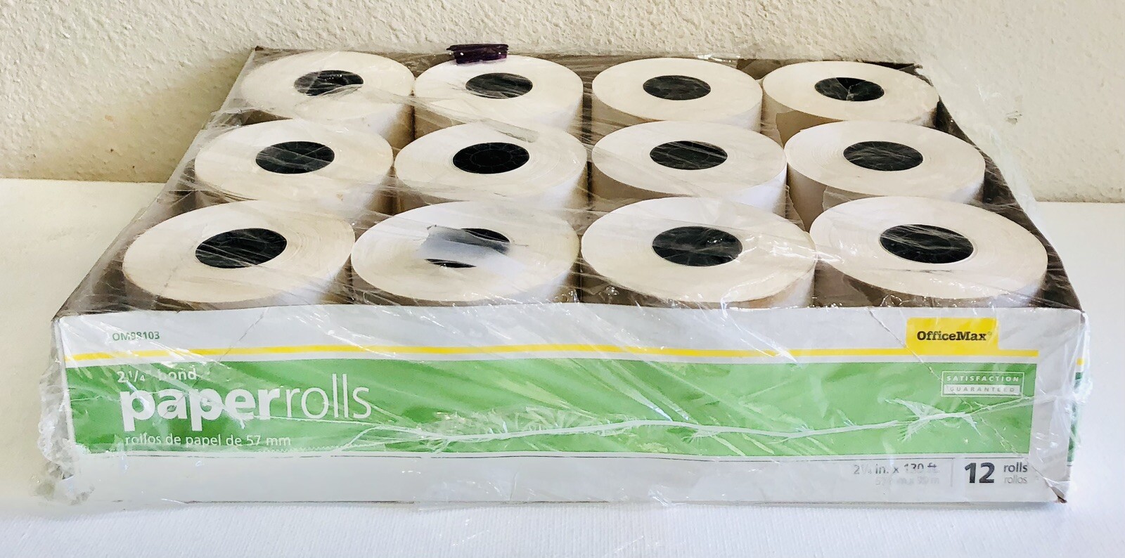 OFFICE MAX 2-1/4 in x 130 ft Bond Receipt Paper Rolls (57mm x 39m) OM98103 12pk