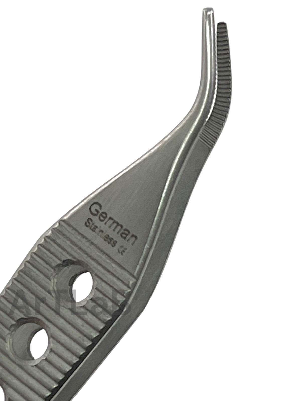 1 Ea | Adson Dressing Forceps 12cm Serrated Curved Tips, w/ Handle Holes – Gold