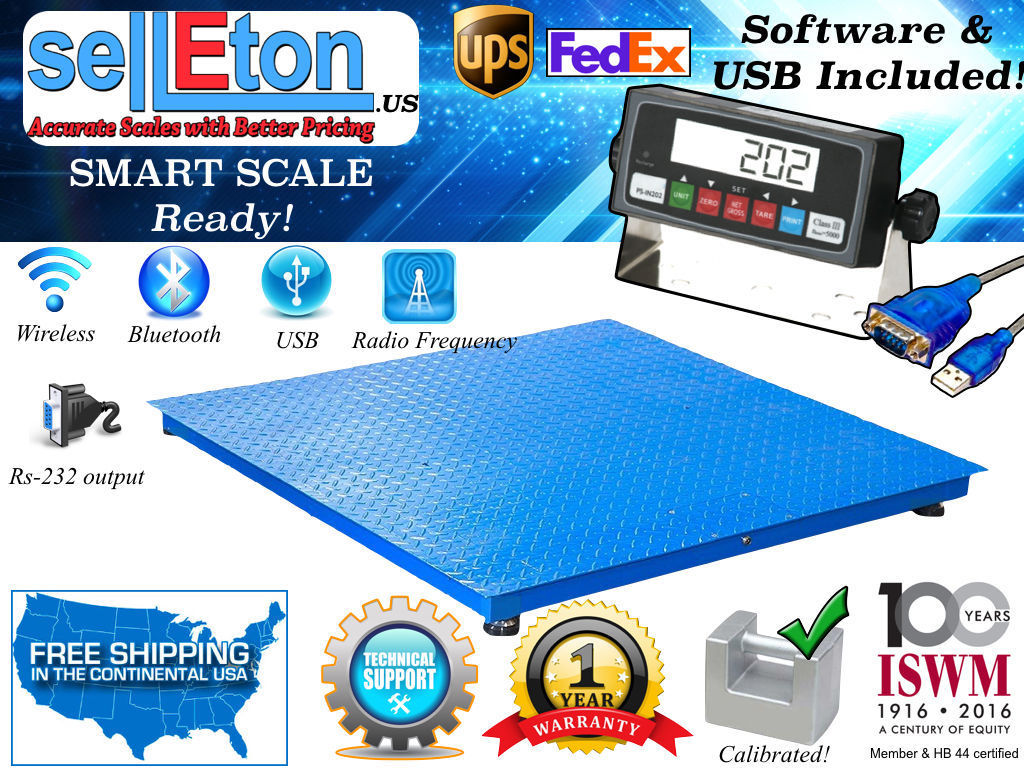 Selleton Floor Scale Pallet Scale With Software & Usb 5000 Lb 1 Lb (40 X 40)
