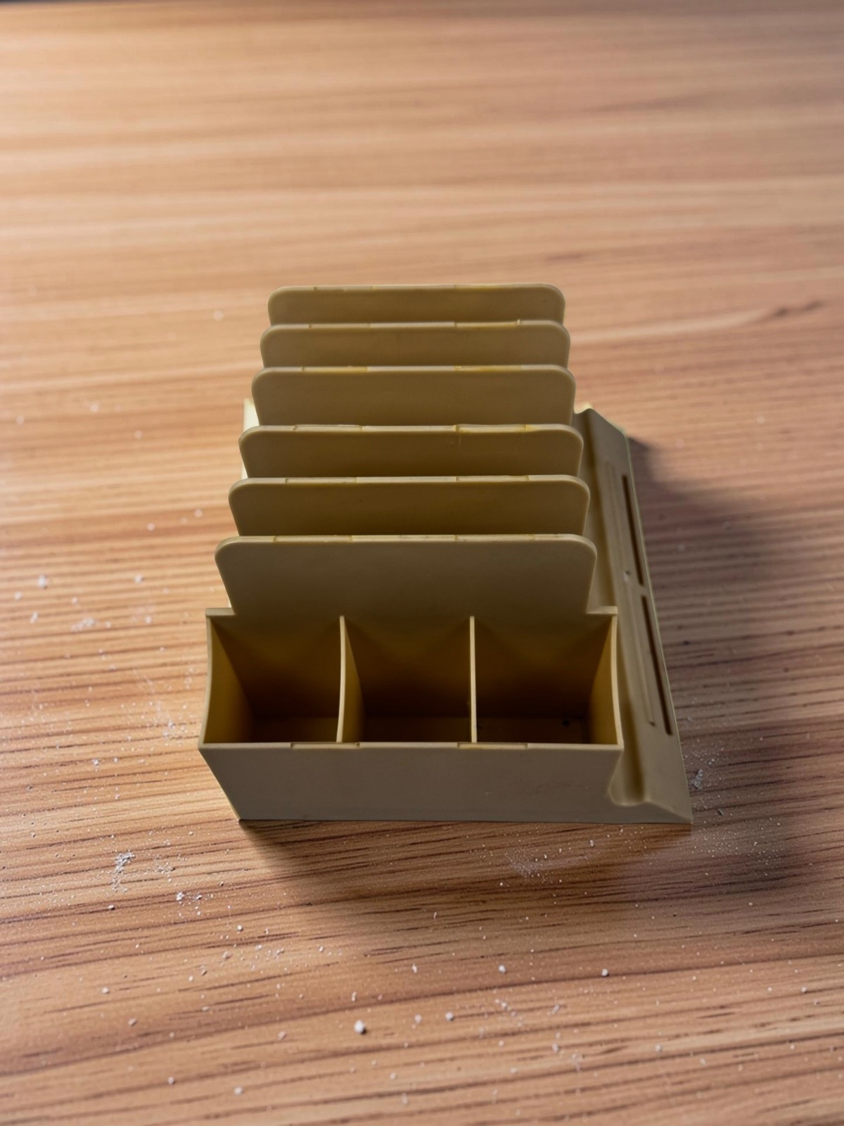 Vintage Action Industries Desk Organizer MCM Plastic Mail Sorter Caddy Tan USA