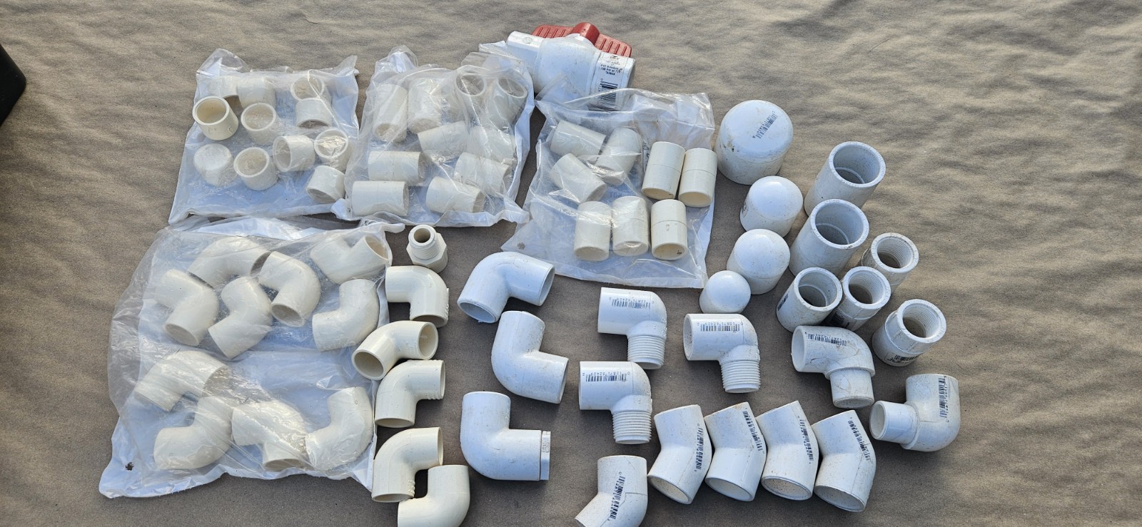 Mixed Lot of PVC Fittings over 60 3/4” Sch 40 Plus Others – New Dirty