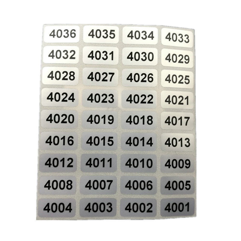 Consecutive Sequential Numbering Stickers 001 to 10000, Black on Silver Labels
